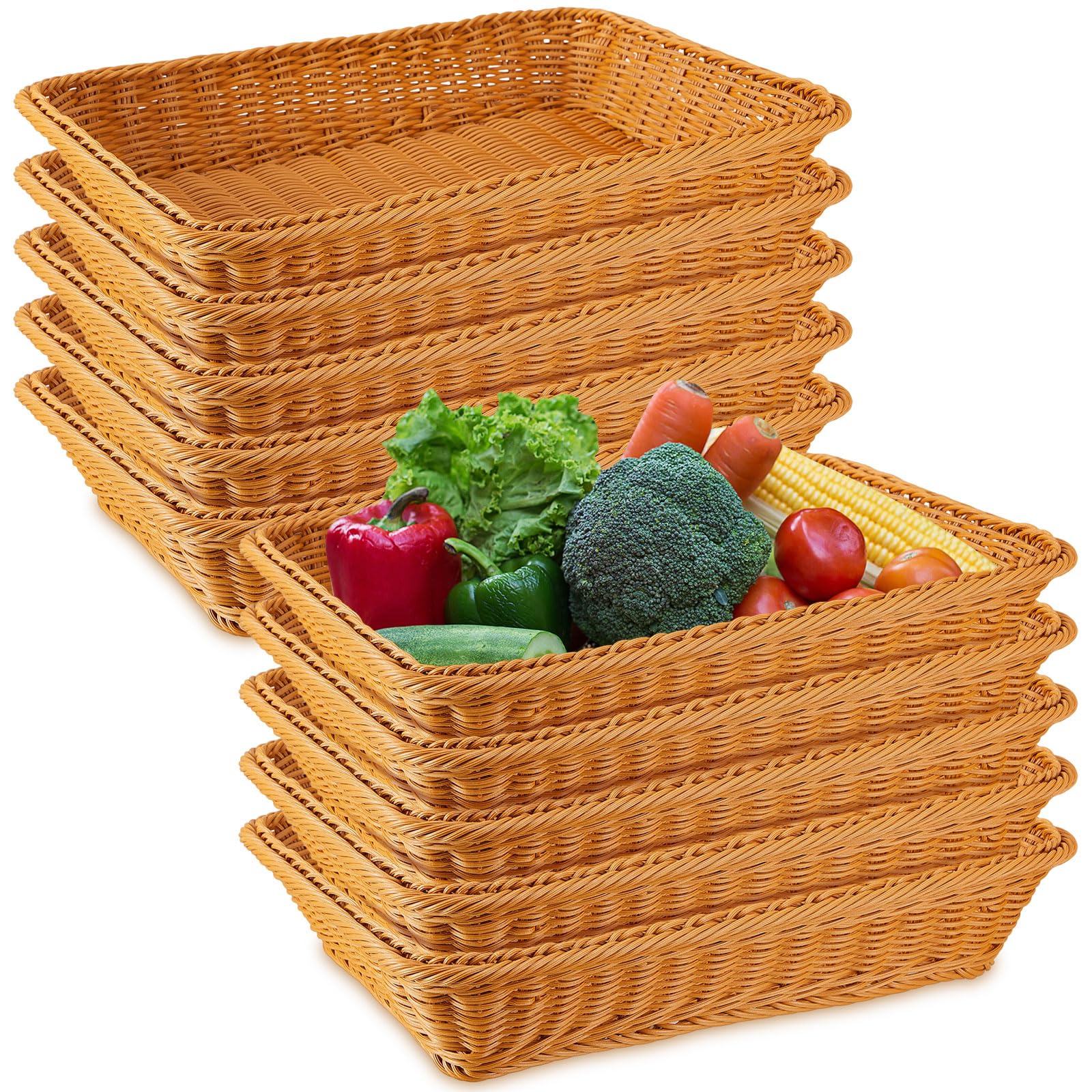 Rectangular Display Basket Rectangular Serving Trays Tioncy 10-Pack Poly Wicker Bread Baskets - 17 ...