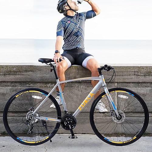 Miniatura 5 de petolovty Bicicletas de carretera híbridas para hombres y mujeres, bicicletas de carretera de 700C28 pulgadas, bicicleta de 24 velocidades con marco