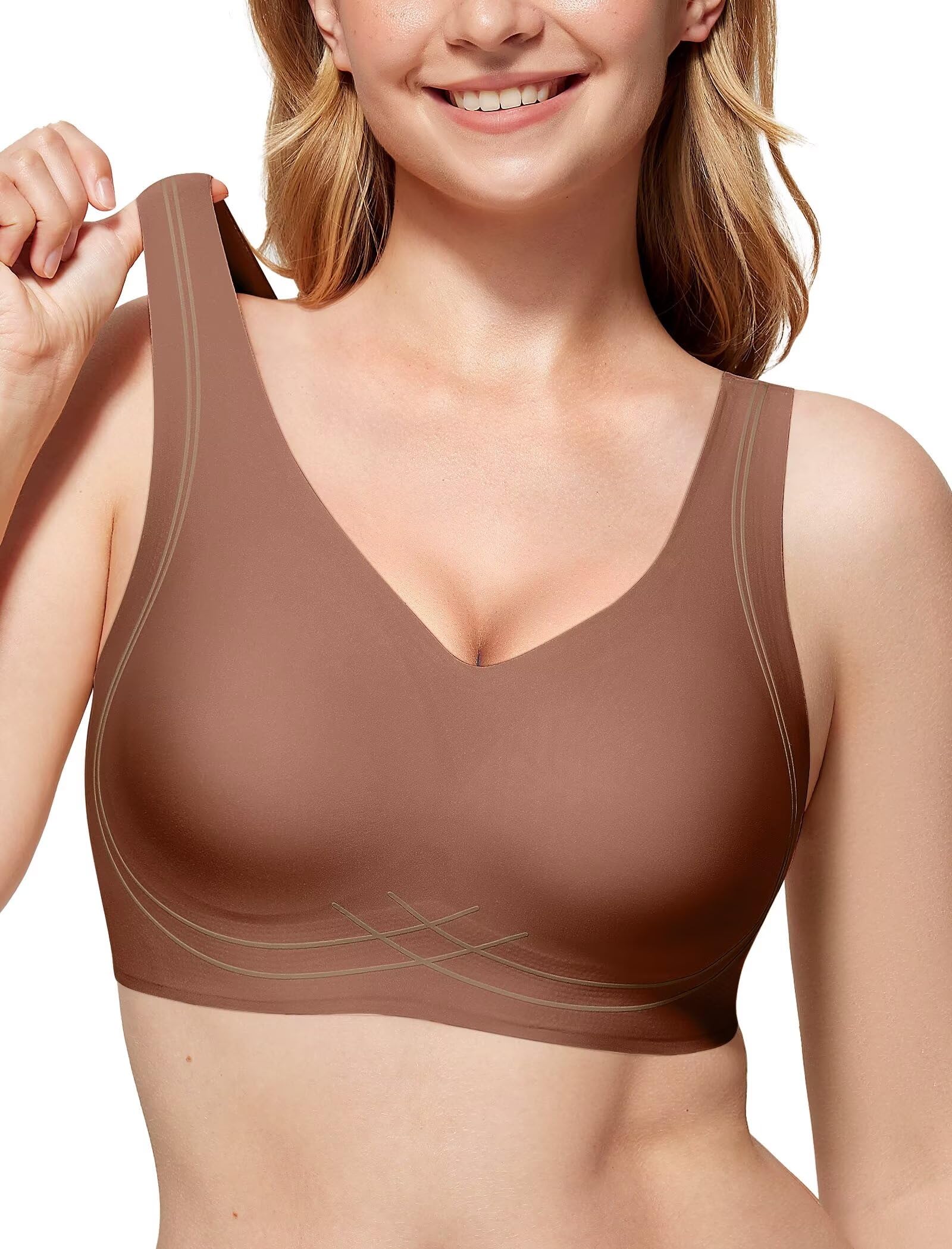 Women's Wireless Supportive Bras Comfortable Seamless Full Coverage Bra No Underwire Soft Push Up Everyday Bralette