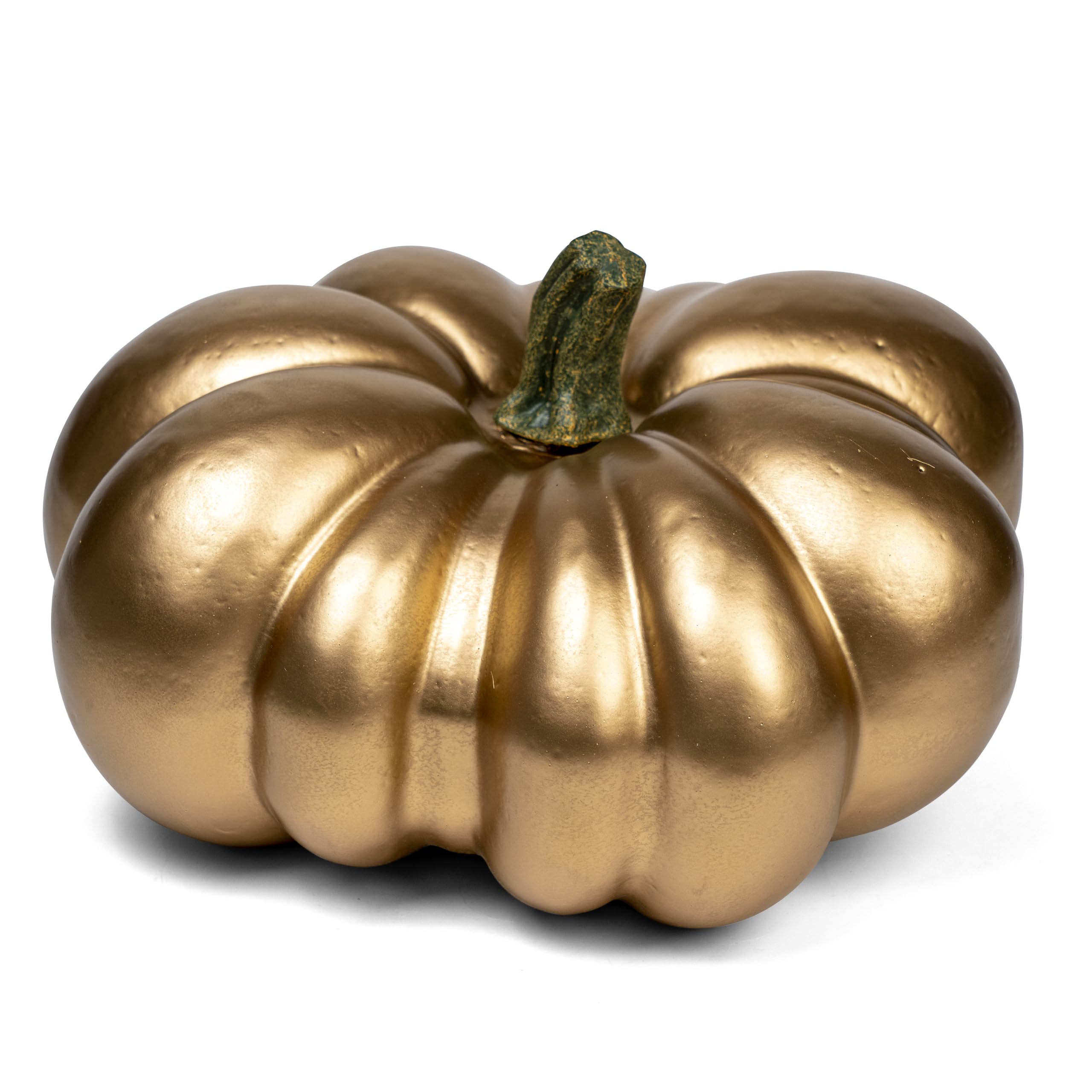 12 inch Large Artificial Pumpkin Foam Harvest Decor Fake Paintable Pumpkin Decoration for Fall Autumn Halloween Holiday Home Decor (Gold)
