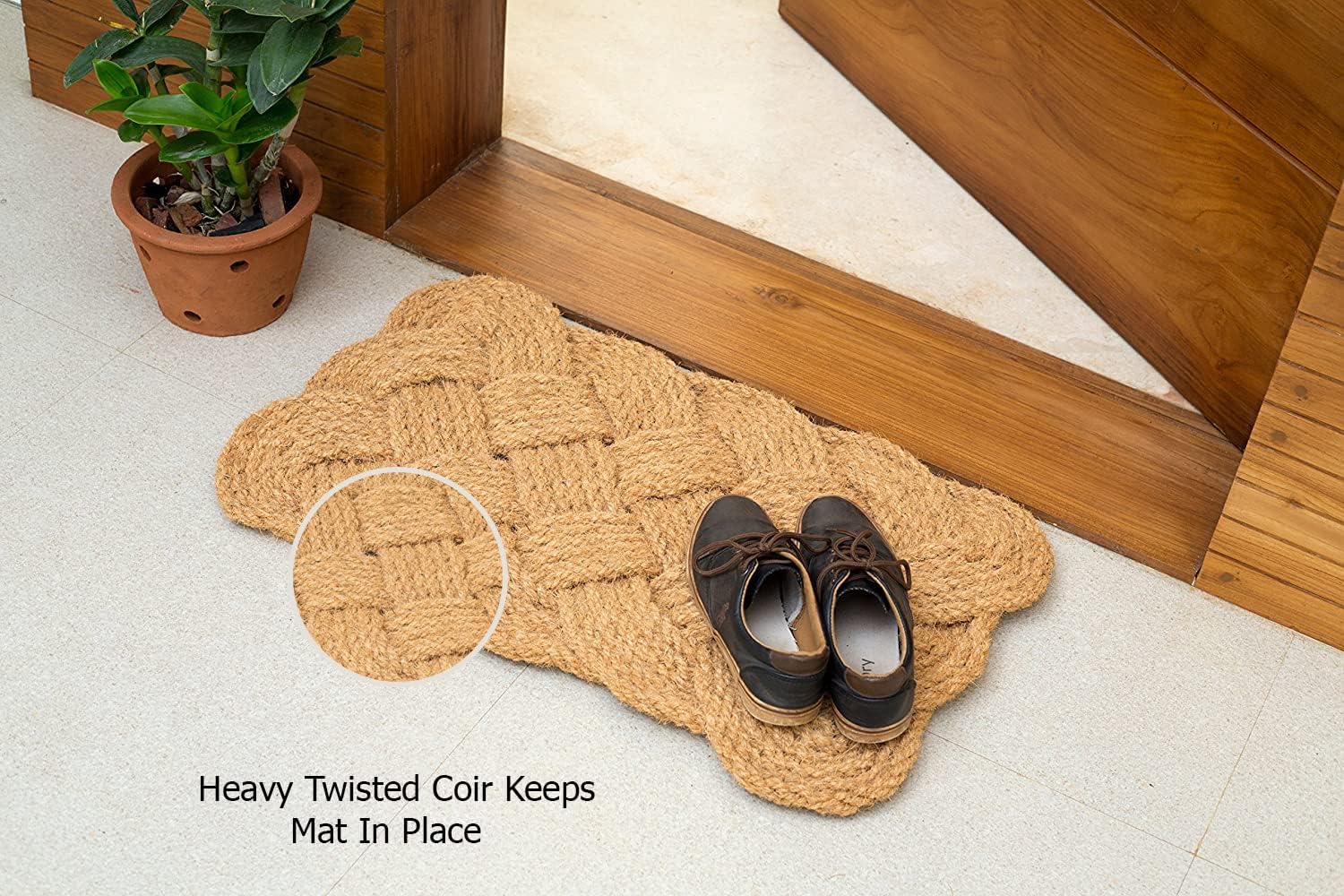 IRONGATE - Natural Jute Rope Woven Doormat - Set of 2-18x30-100% All Natural Fibers Nautical Mat - Classic Interwoven Rope Design Entryway Doormat