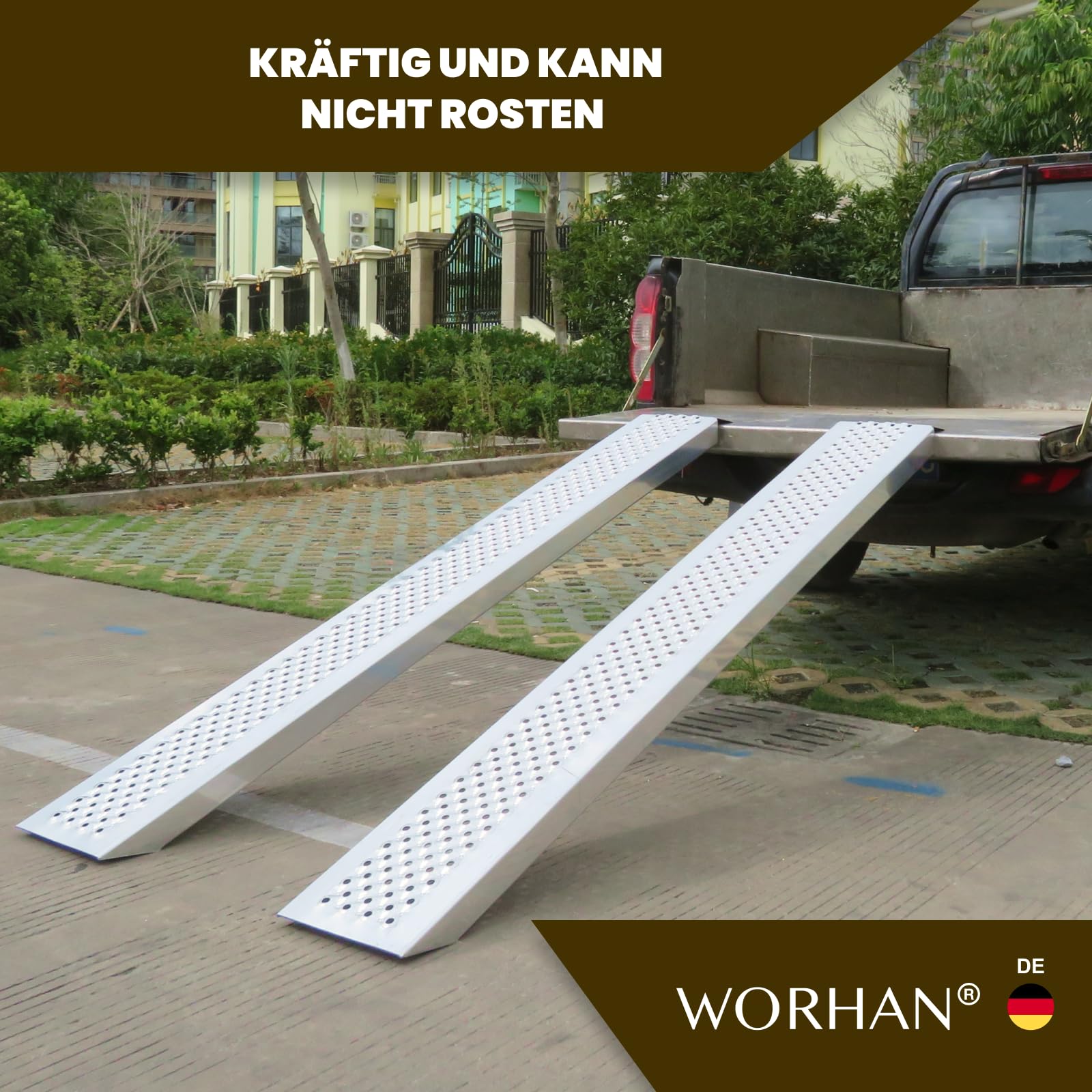 Schwerlastrampen (2 Stück) Auffahrrampen Auffahrschienen Verladerampen Verladeschienen Rasenmäher Motorradanhänger Aluminium LR7H