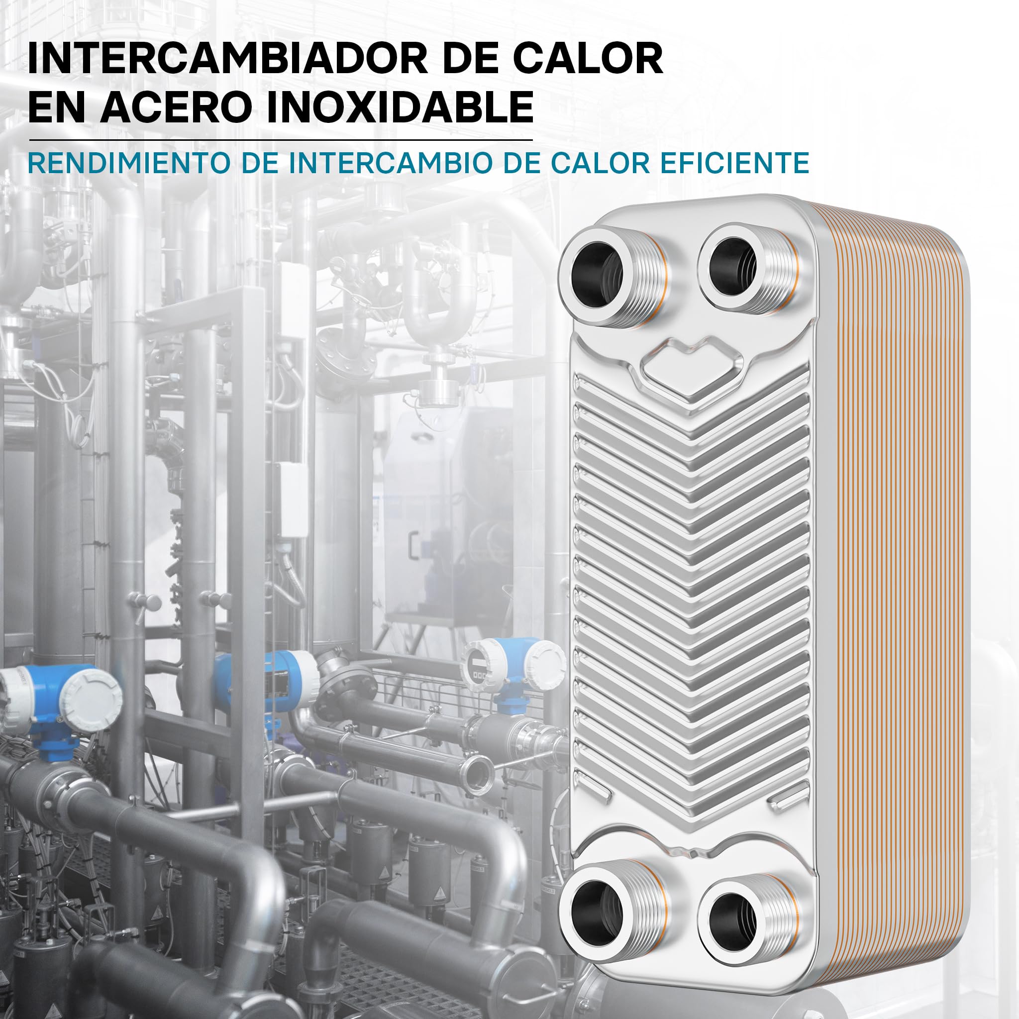 Wiltec Intercambiador calor térmico acero inoxidable 30 placas Termocambiador placas máx. 66 kW