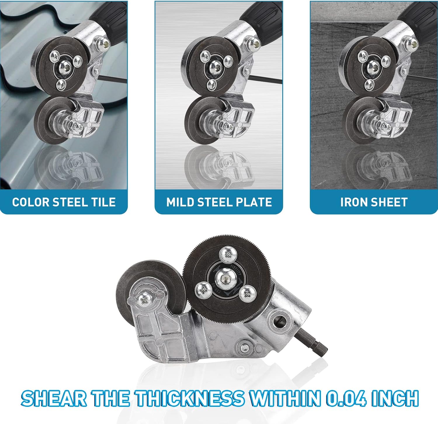 Electric Drill Plate Cutter Attachment/Adapter | Upgraded Metal Nibbler, DIY Sheet Metal Knife for Cutting Iron, White Sheet, Steel, Copper, Aluminum
