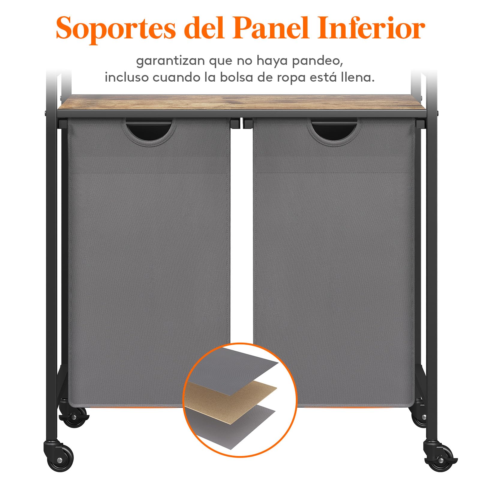 Lifewit Cesto para la Colada con Ruedas, Cestos de Ropa Extraíbles, Balda Superior Grande y Bolsas Extraíbles con Asas, Clasificador de Ropa para Lavadero, Baño, 2 Compartimentos, 95 L, Gris