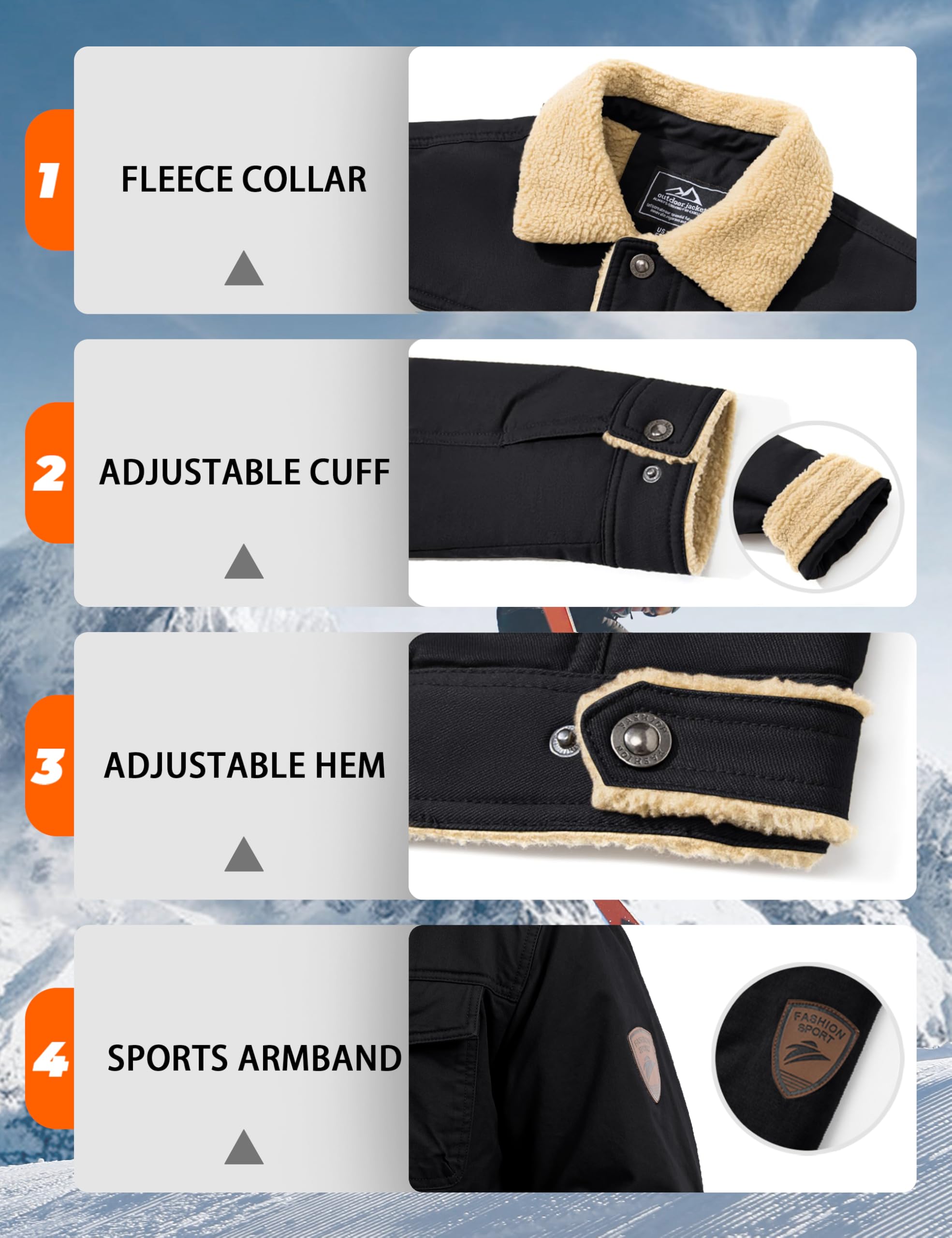 MAGCOMSEN Giacca Invernale da Uomo Giacca di Transizione Calda con Interno in Pile Giacca da Volo Antivento Giacca Bomber Cargo