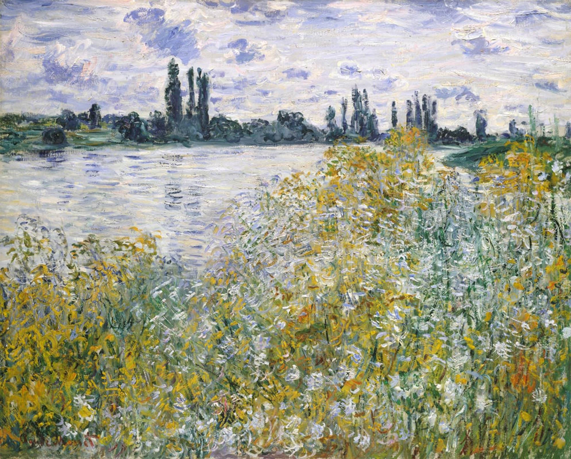 Posteriik No Frame Vintage Art Print Images Pictures Print Flower Island Near Vétheuil By Claude Monet Modern Colour Posters For Office Home Decor 60X90cm