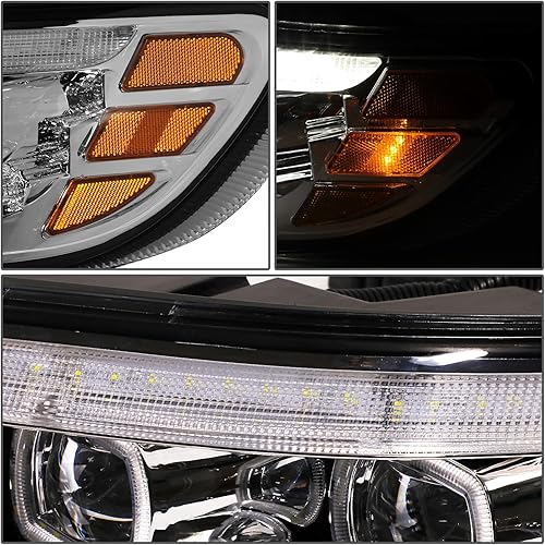 Miniatura 8 de DNA MOTORING HL-HAY-011-CH Par de faros LED de doble proyector secuencial de señal de giro de persecución cromada con Quad Halo DRL compatible con