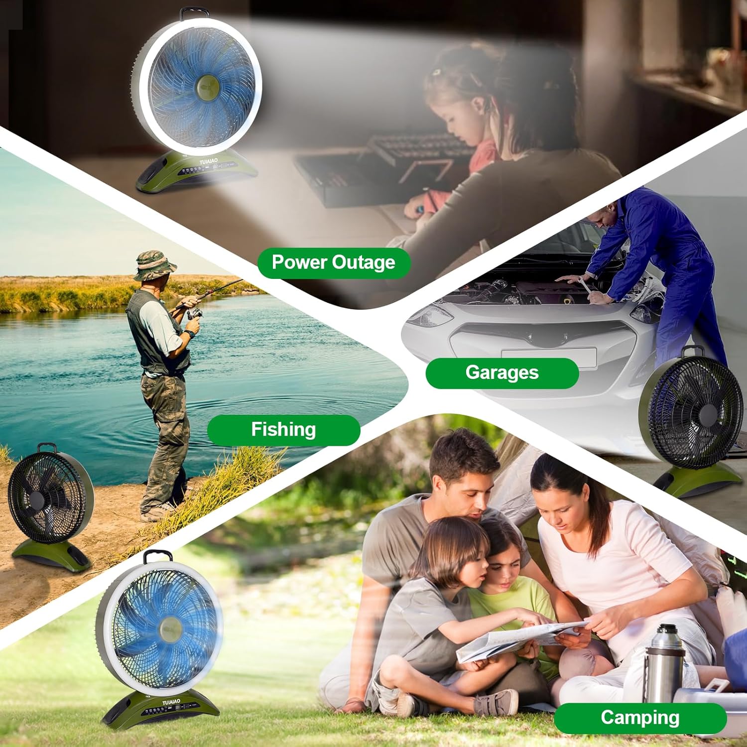 45000mAh Battery Operated Camping Fan, 12-Inch Portable Rechargeable Outdoor Fan with 5 Speed Display, 1040CFM High Velocity Airflow, Cordless Floor Fan with Timer for Garage, BBQ, Patio