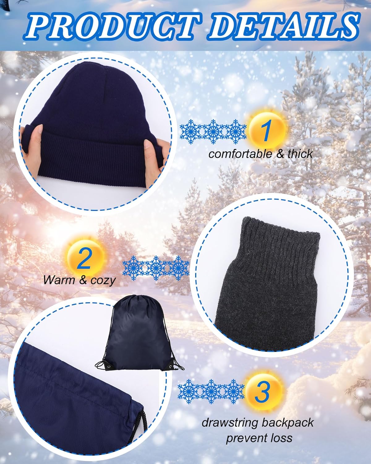 Suhine 72 Pcs Homeless Care Package Bulk Unisex Winter Gloves Beanie Hats Scarves Socks Coral Fleece Blankets Drawstring Bags - Image 6