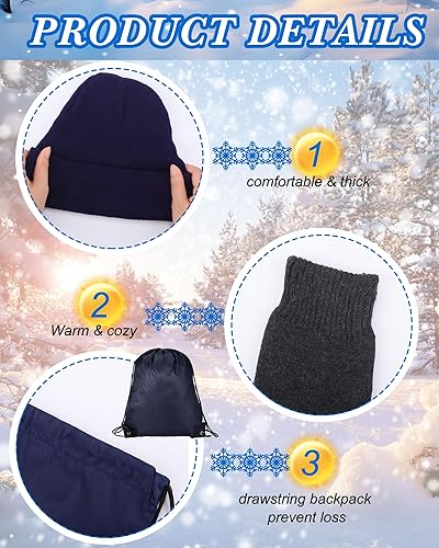 Vista 6 de Suhine 72 Pieces Homeless Care Package Winter Gloves Socks Coral Fleece Blanket Hats Neck Scarfs Unisex Drawstring Bags