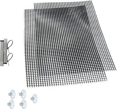 Luffy Decorative Aquatic Moss Wall, 2 Plastic Floor Wire Mesh Sheets, Air Vent Screens, Aquarium Plant Accessory for Seaweed, Net Pad for DIY Projects, Carpet for Fish Tank, 12 x 8 Inches