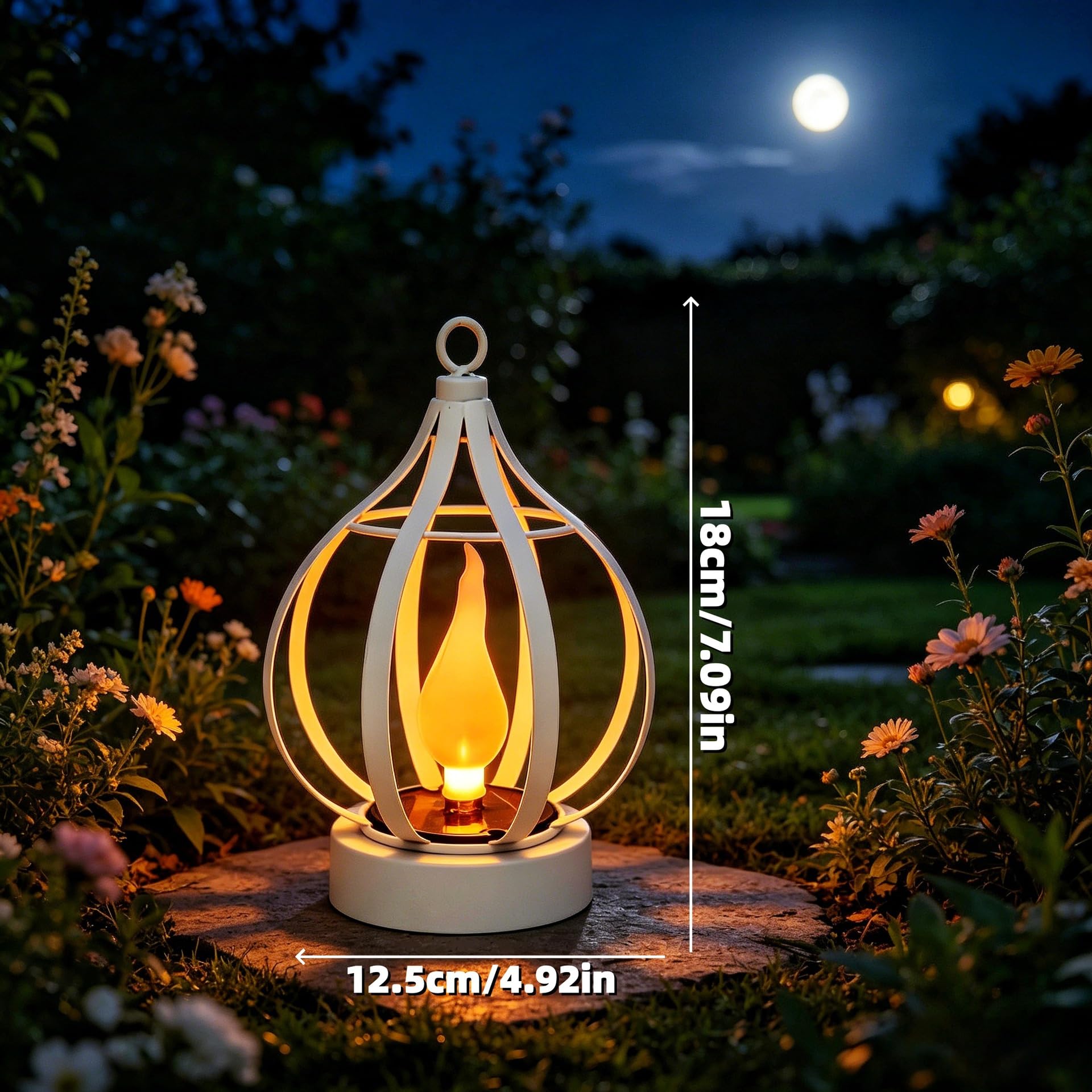 Solarlampen FüR AußEn HäNgend, Solar Lampions AußEn Wetterfest, Led Flackernde Flamme Laternen FüR DraußEn Mit Haken Und Kette, Gartendeko & Terrassen Deko, FüR Balkon Terrasse Rasen、Schwarz 2