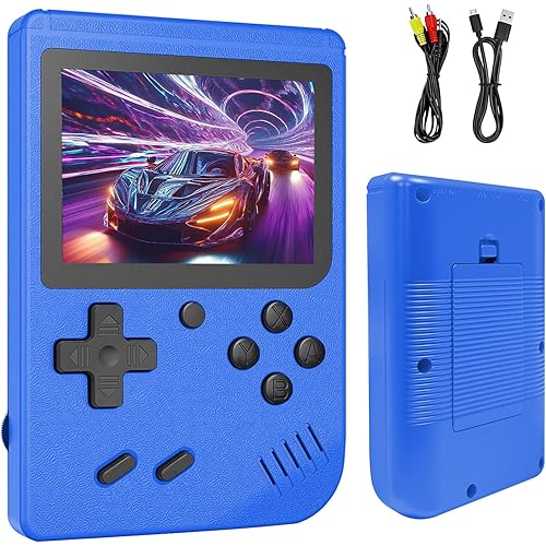 Retro Handheld Games Console Built-in 400 Video Games, Portable Handheld Emulator with 3.0" HD Screen and Rechargeable Battery, Support Connection to TV and 2 Players, Gifts for Boys and Girls (Blue)