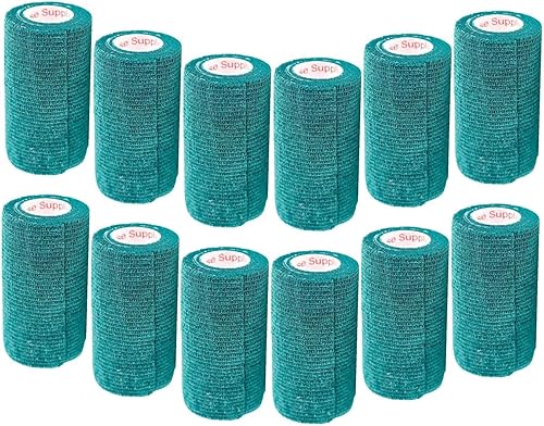 Miniatura 314 de Cinta adhesiva para veterinarios (negro) (paquete de 2) (4 pulgadas x 15 pies), autoadhesiva, adherente, cohesiva, flexible, autoadhesiva, rollo