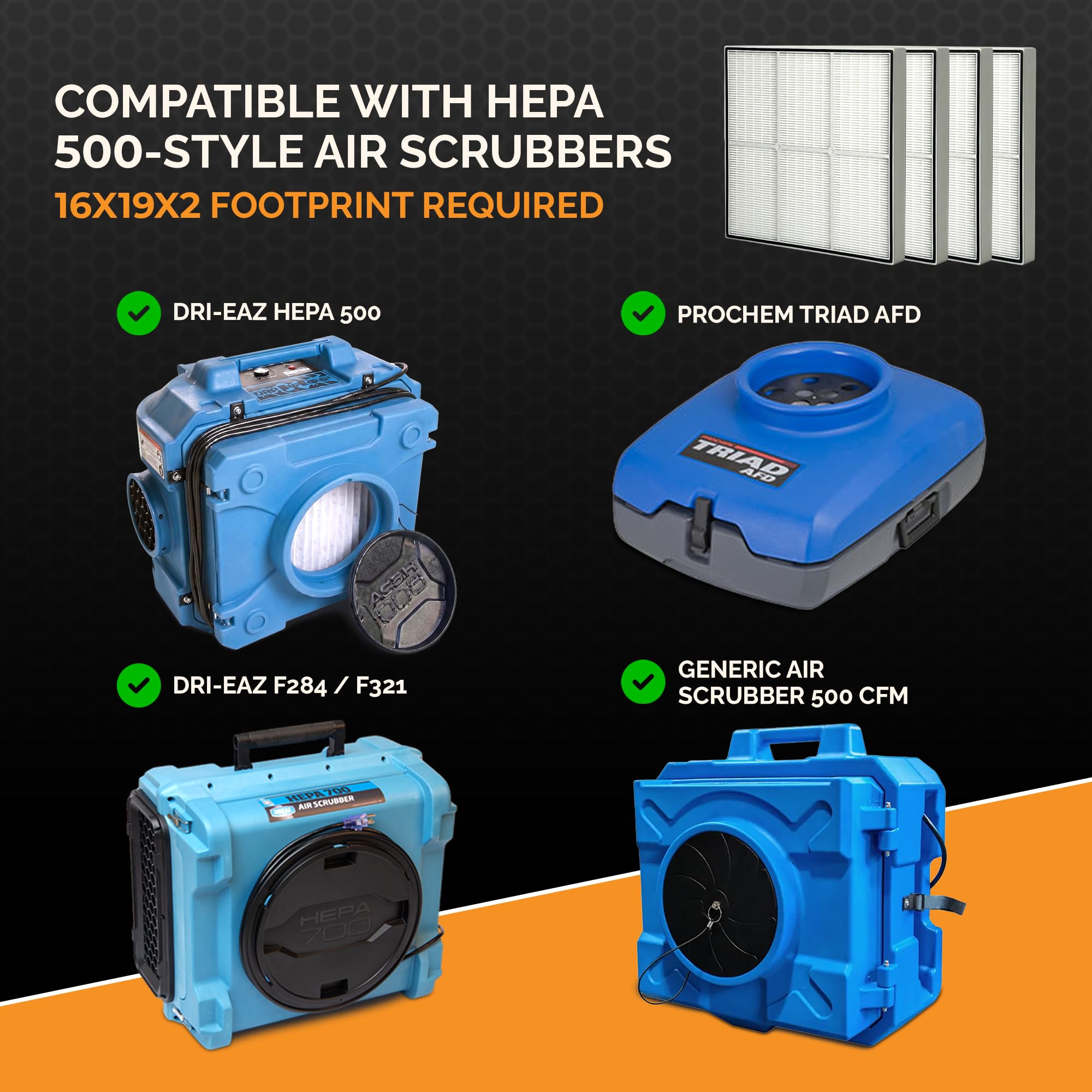 Dri-Eaz F321 - Filtro primario compatible con F284 Dri-Eaz Defendair o similar HEPA 500, 16 x 19 x 2