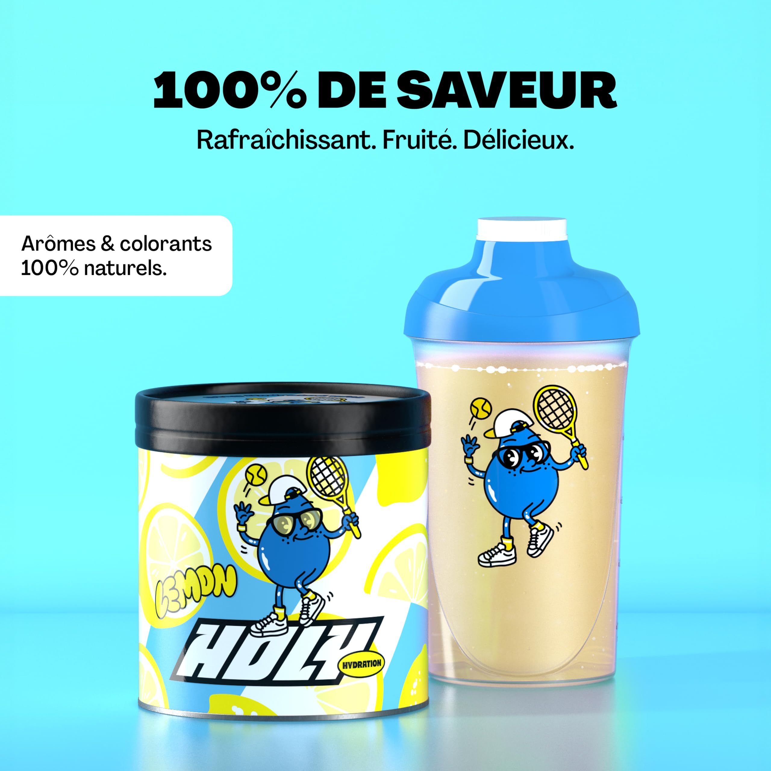 Polvo de electrolitos de hidratación HOLY 'Lemon' – Vegano con sabores de frutas 100% naturales – 50 porciones de hidratación con valiosos electrolitos y minerales