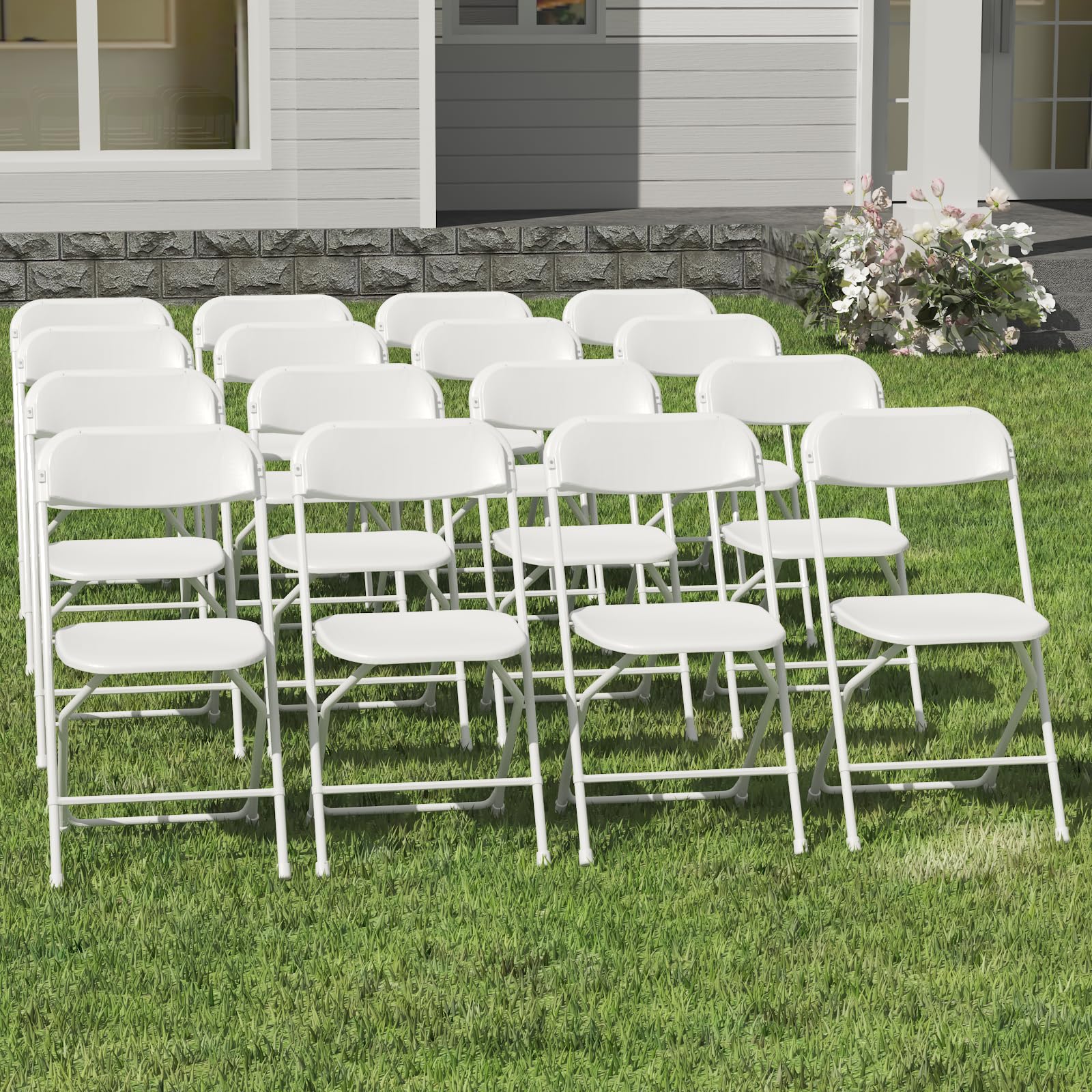 IWDOO 16 Pack White Folding Chairs, Plastic Folding Chairs Outdoor Indoor, 350lb Capacity,Portable Event Chair, Lightweight Folding Chair,for Events Office Wedding Party Rental Picnic Patio