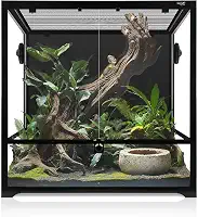 Tanque de répteis de 45 galões de terrário alto de vidro, tanque de dragão barbudo abertura frontal gaiola para répteis com tampa superior ventilada antiescape para cobra, lagartixa, lagarto