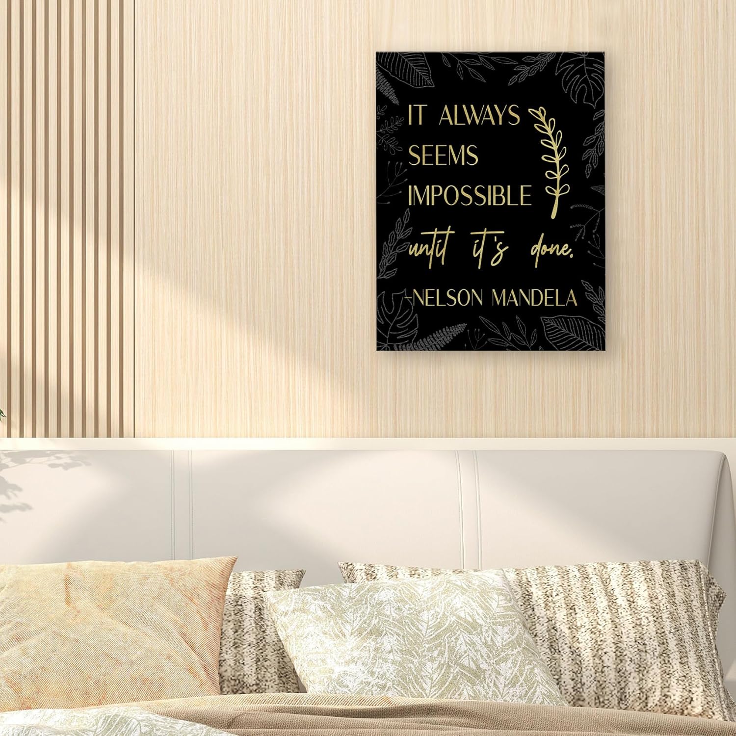 WODMIS Inspirational Wall Decorations Framed Canvas Art, It Always Seems Impossible Until It's Done Motivational Decor Canvas Home Decorations for Bedroom Living Room Office Wall Decor 11x14 - Image 4