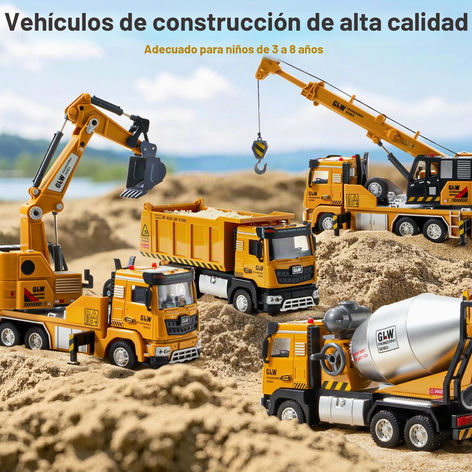 Tacobear Camión de Juguete 1:40 Transportador de Metal con Sonido y Luz Vehículos de Transporte Regalo Juguete para Niños 3 4 5 6 Años (Excavador)