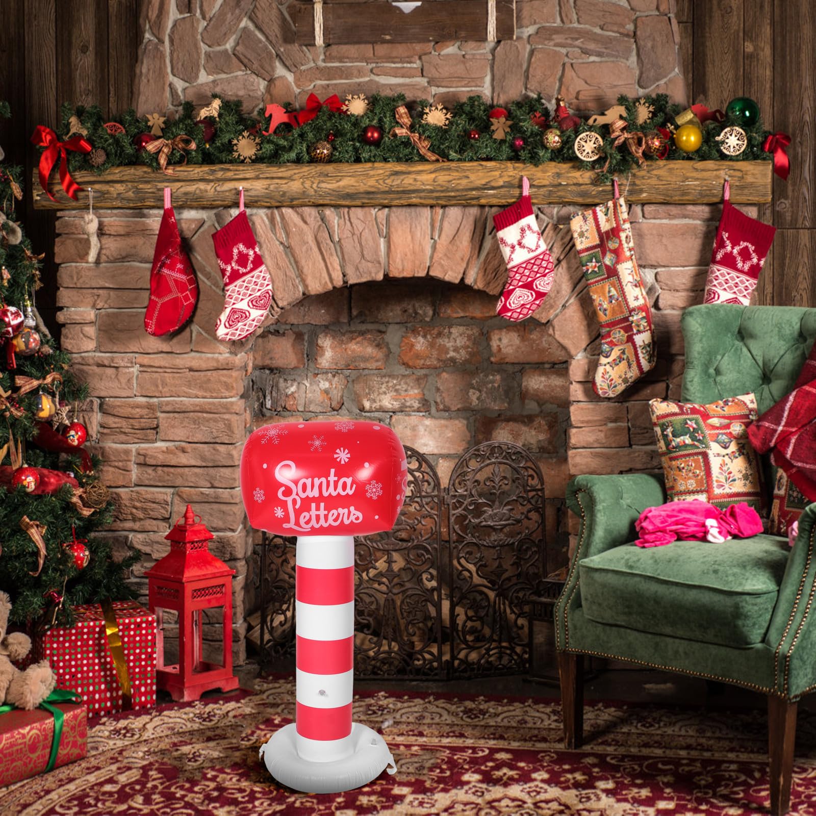 TOYANDONA 5 Piezas Buzón Inflable de Navidad para Jardín, Decoración