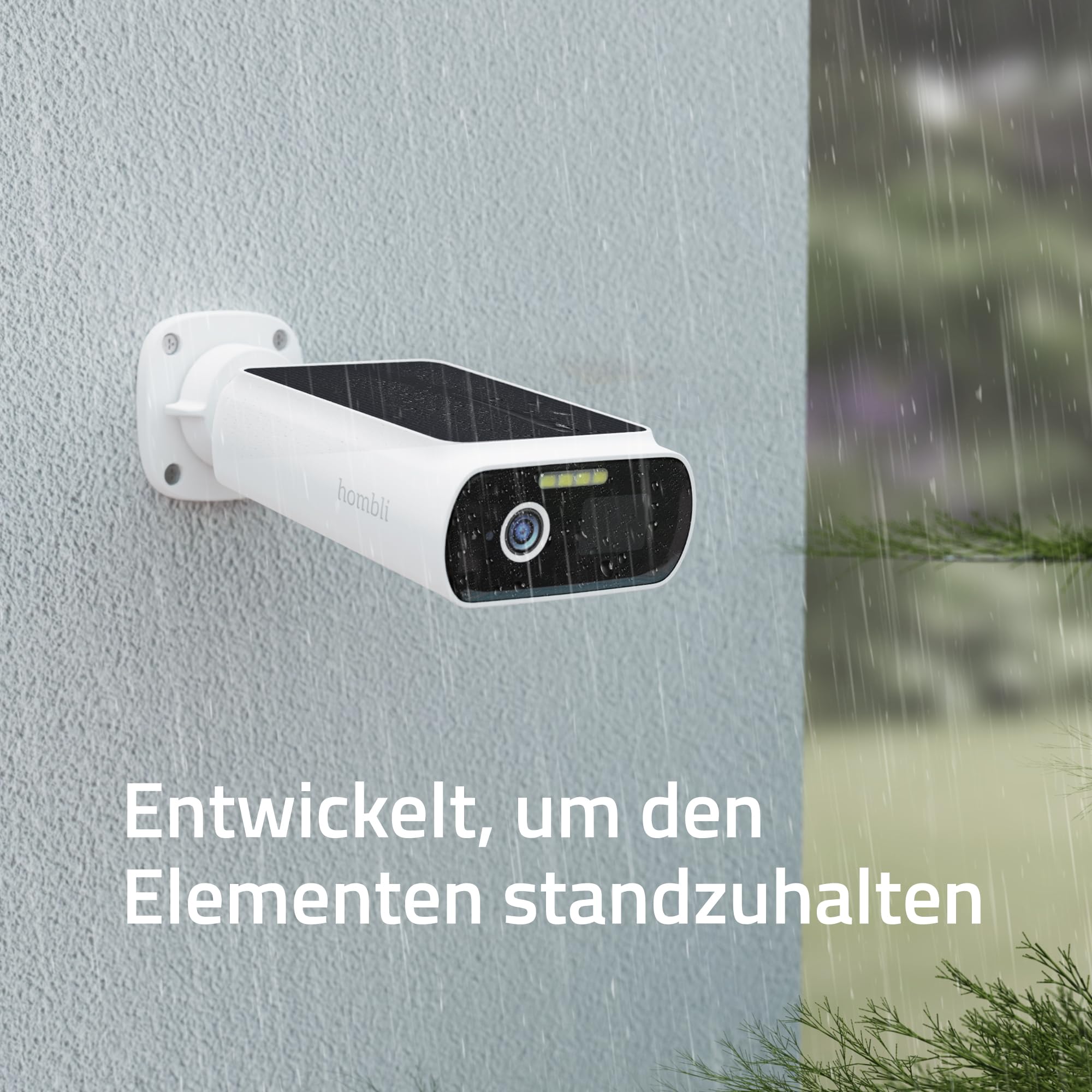 Hombli Solar Cam, Überwachungskamera für außen, 2K QHD, Farb-Nachtsicht | kabellose Sicherheitskamera weiß, App-Steuerung, Sirene, Licht, wetterfest, Weiß, niederländische Marke für dein Smart Home