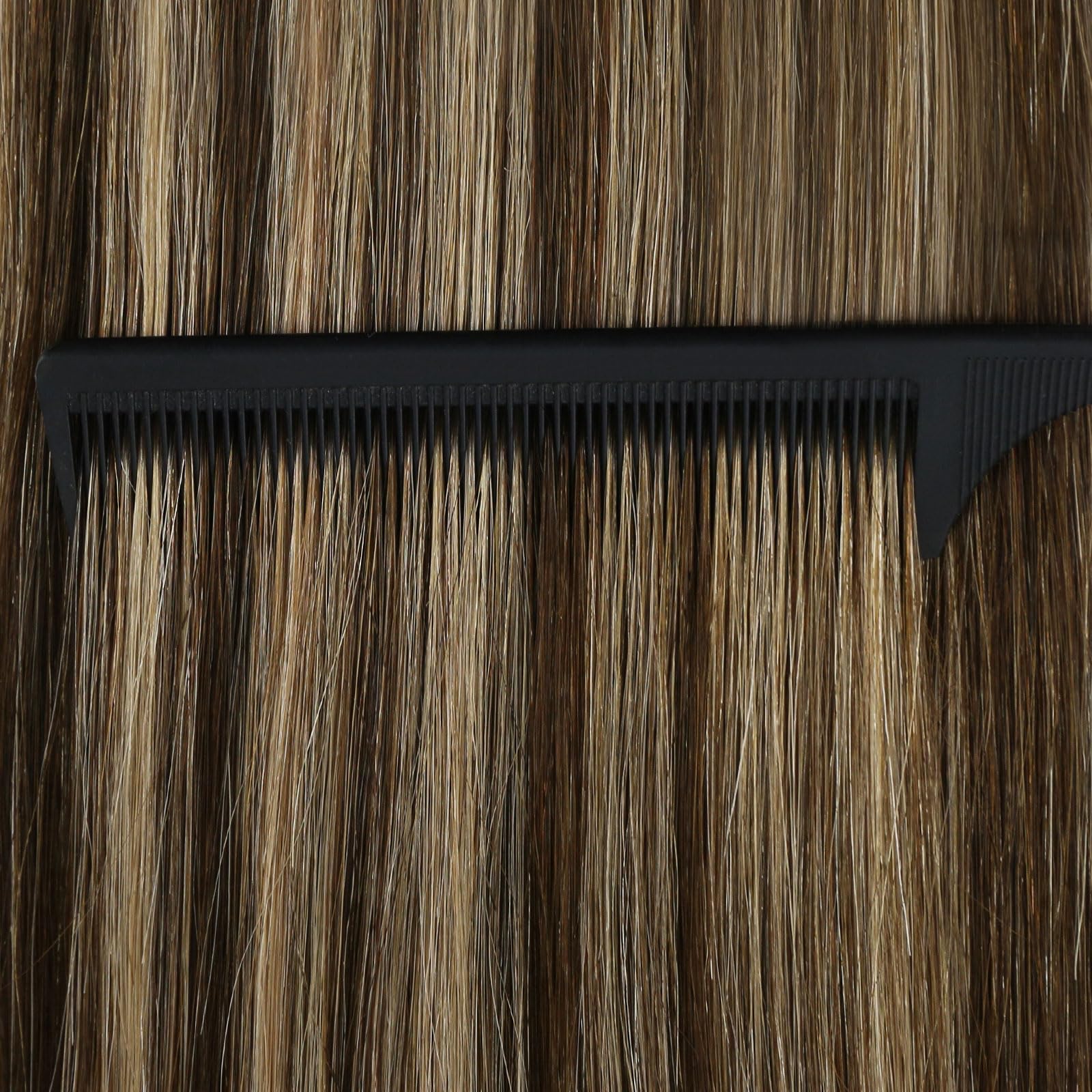 Ugeat Przedłużki do włosów z prawdziwych włosów, karmelowy blond, 35 cm, brązowe, blond, niewidoczne taśmy, przedłużenie włosów dla kobiet, 20 sztuk, 40 g, P4/27