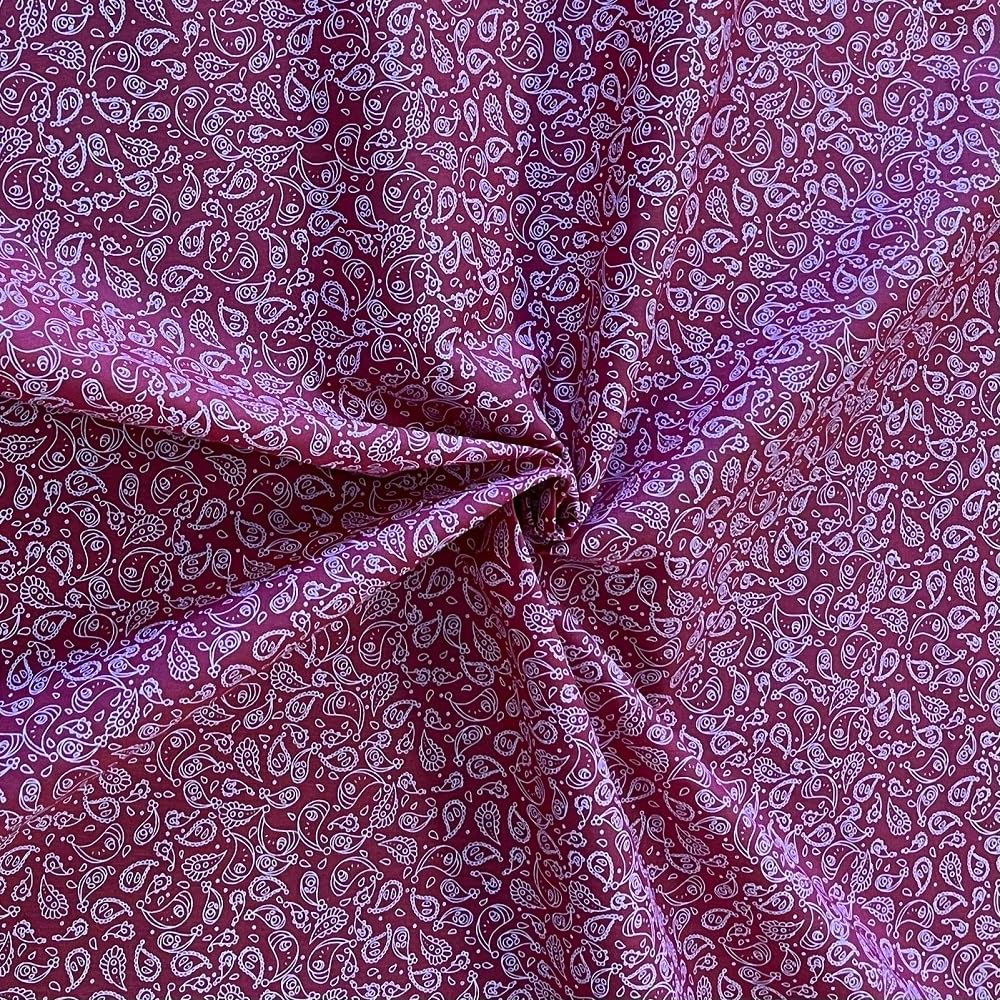 Polycotton Print - Paisley - 44” Wide 112cm - (Per Metre) (Cherry)