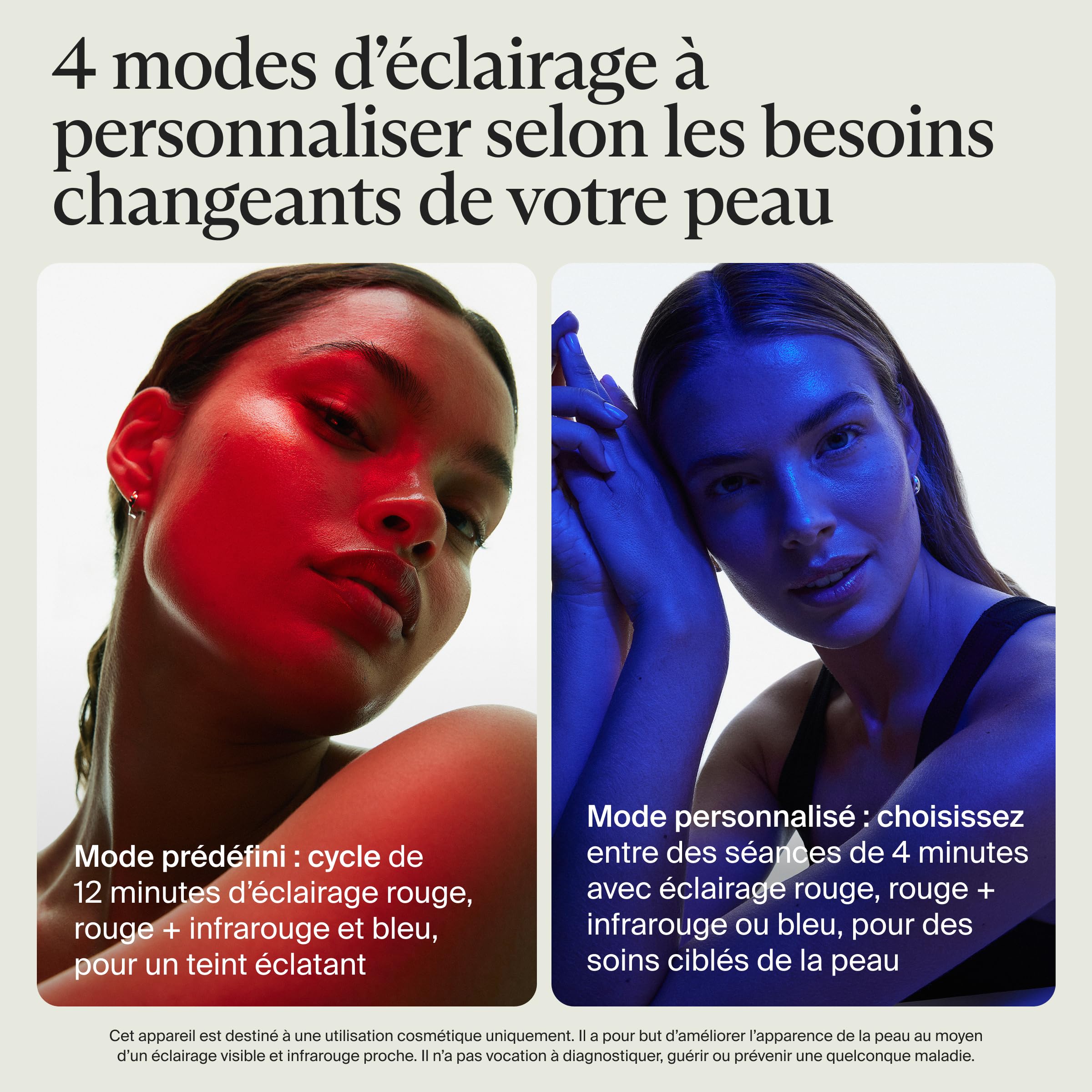 Therabody TheraFace Mask Glo | Masque LED sans Fil pour Les Soins de la Peau avec lumière Rouge, Bleue et Infrarouge et Massage apaisant du Cuir chevelu pour Une Peau radieuse et éclatante
