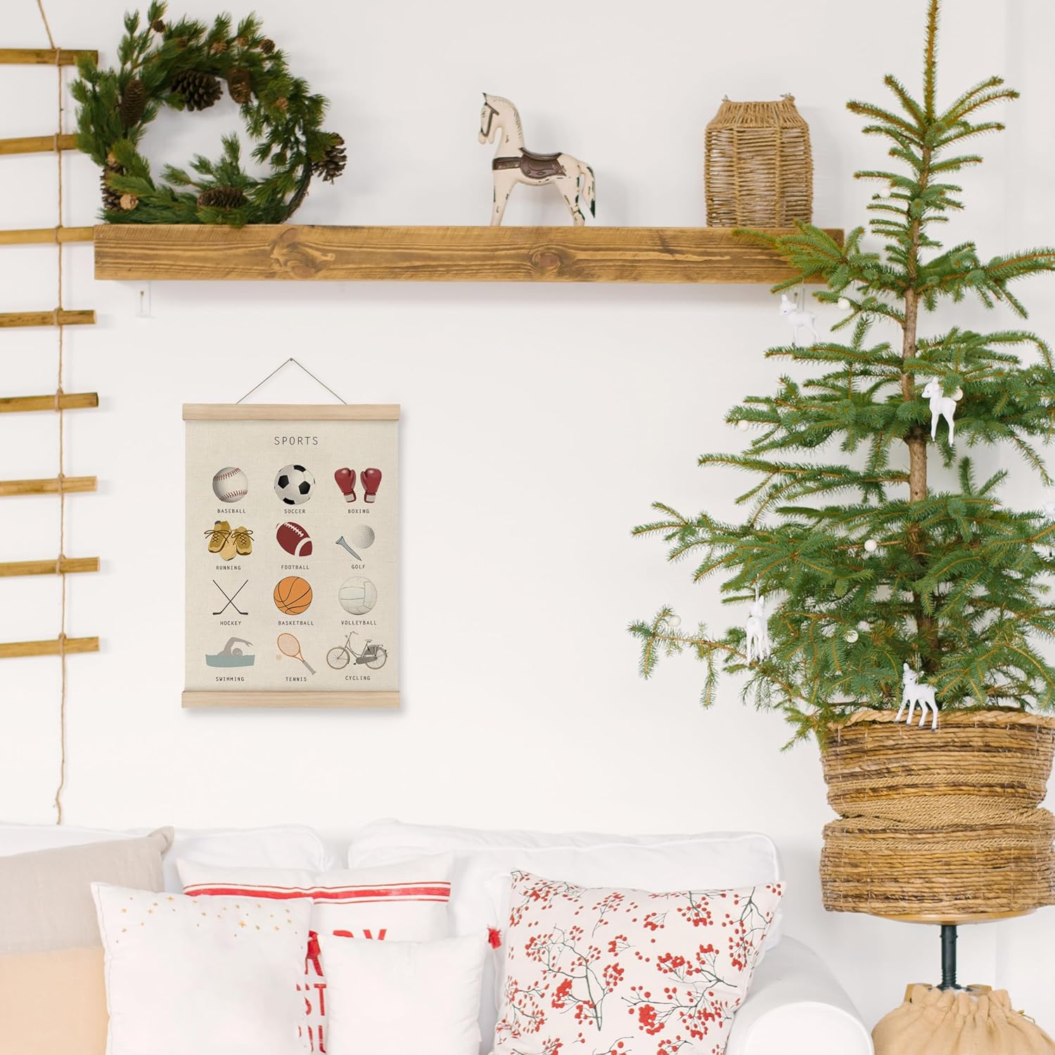 MAQIKA Sports Poster Framed with Wood Hanger,Sports Wall Art，Sports Soccer Football Wall Decor,Sports Baseball Basketball Canvas Wall Art Paints Sports Posters for Man Cave Kids Boys Room 12x16 Inch - Image 3