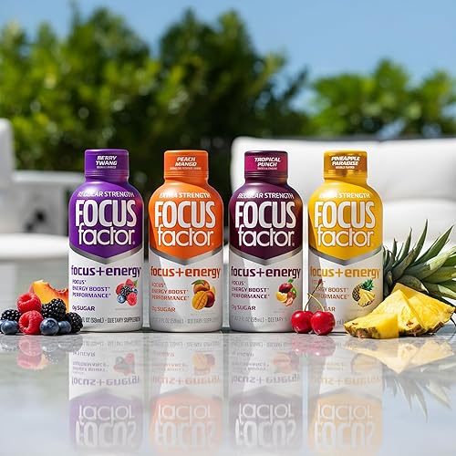 Miniatura 7 de Focus Factor Focus + Energy Shots - 12 botellas de 2 onzas (sabor a cereza Twang) - Alimentado por nootrópicos con cafeína, L-teanina, ginkgo,