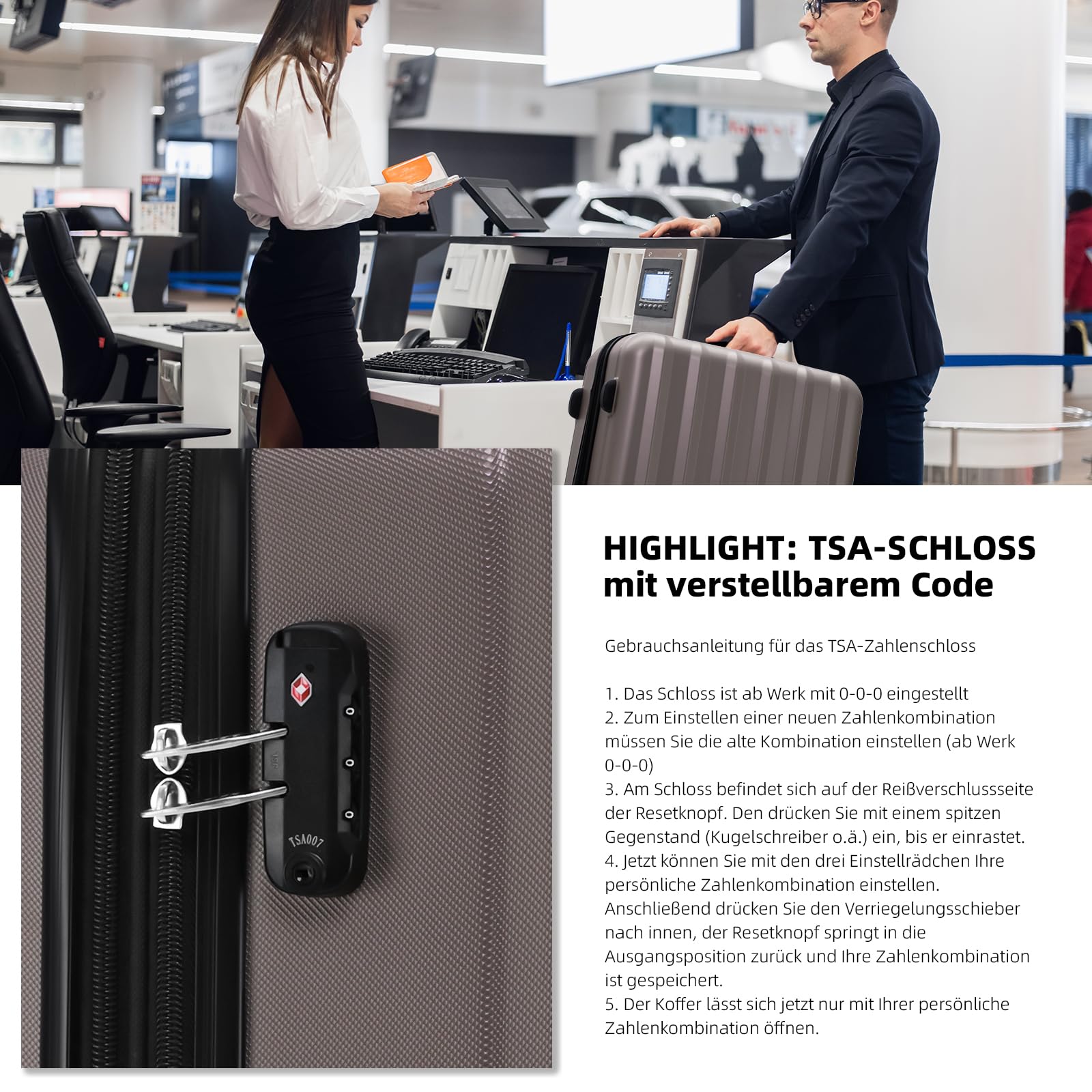 BEIBYE TSA-Schloß 2080 Zwillingsrollen 3 TLG. Reisekofferset Koffer Kofferset Trolley Trolleys Hartschale (Coffee, Set)