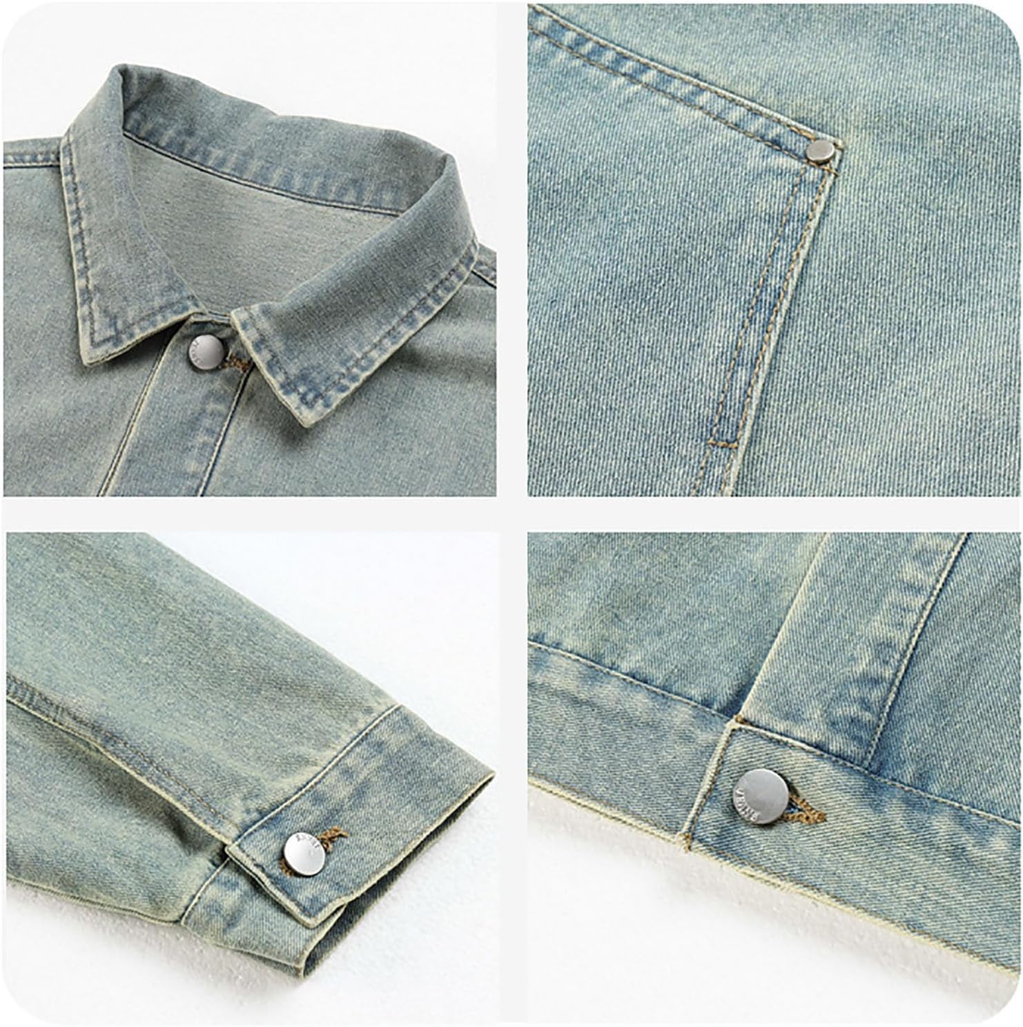 メンズ ダメージ加工 デニムジャケット ウォッシュ加工 カジュアル オーバーサイズ トラッカーコート 春秋ファッション アウターウェ