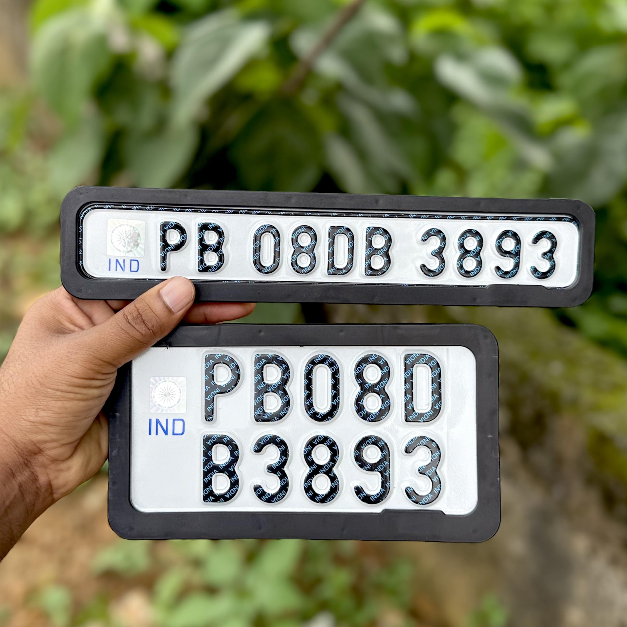 Moto Utility� Bike Number Plate with Black Frame Suitable for All Two Wheeler | Non-Hsrp Without Bar-Code Serial Number | Color White-image-2