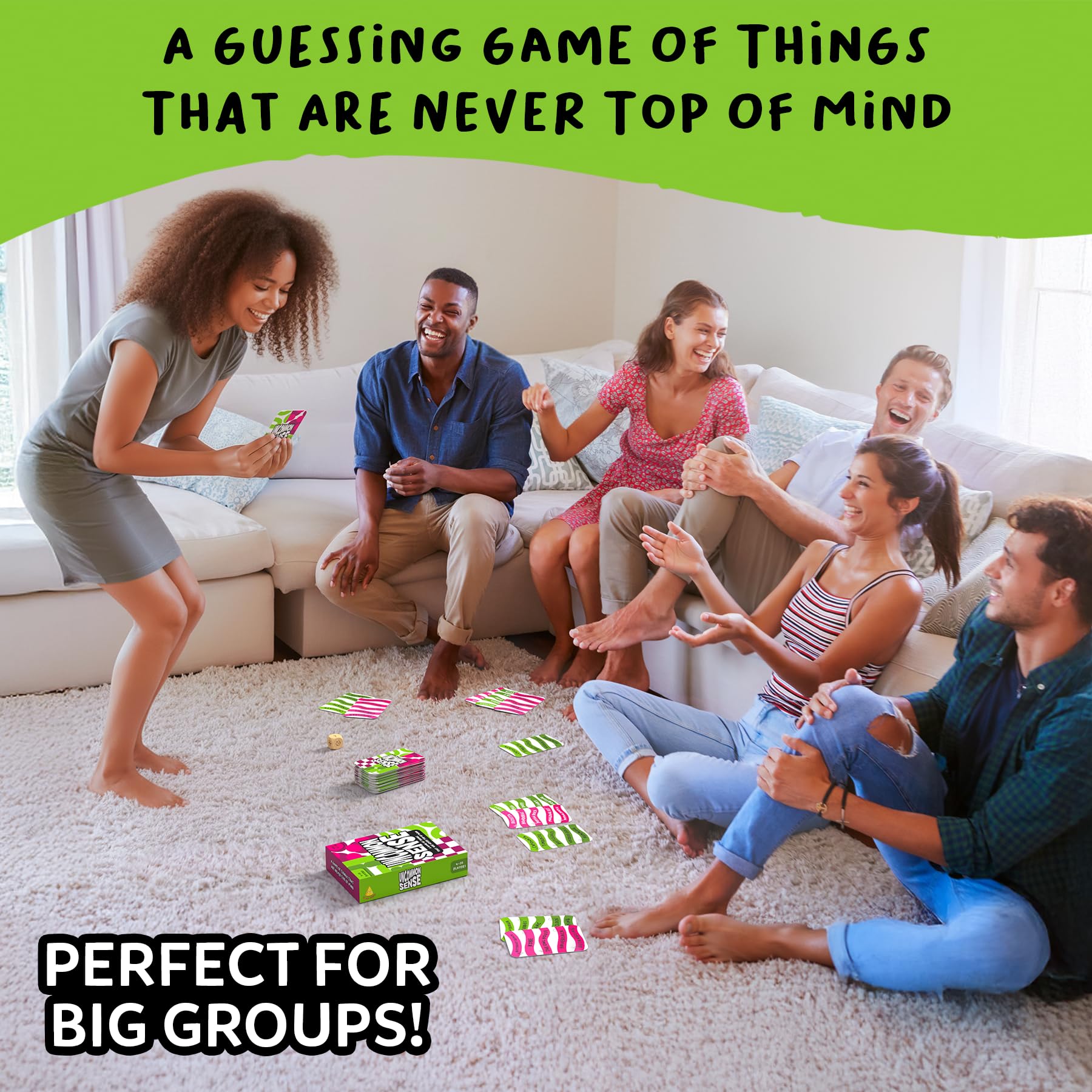 Gouda Games Uncommon Sense – Schnelles, lustiges Ratespiel für Partys, schnell denkende Wortspaß für Erwachsene, Jugendliche und Familien, perfekt für Spielabende, Geschenke ab 10, 11, 12 Jahren, 4–20