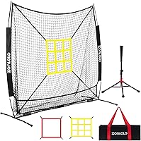 ZONLOLO 6x6ft Baseball Softball Hitting Net with Batting Tee & Strike Zone - Portable Practice for Kids Adults