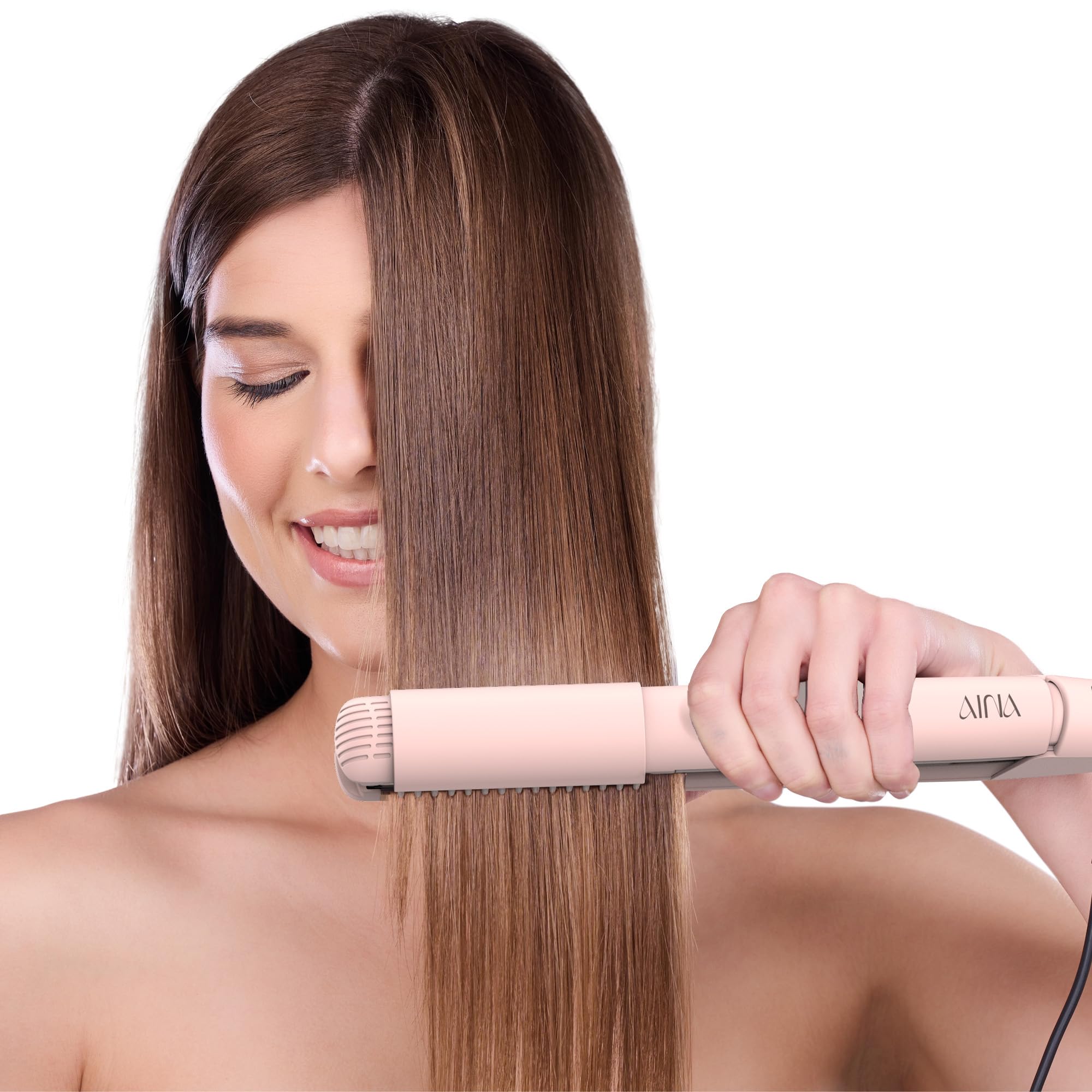 Amazon | AINA コンパクト ヘアストレートアイロン(コーム付き) 2イン1