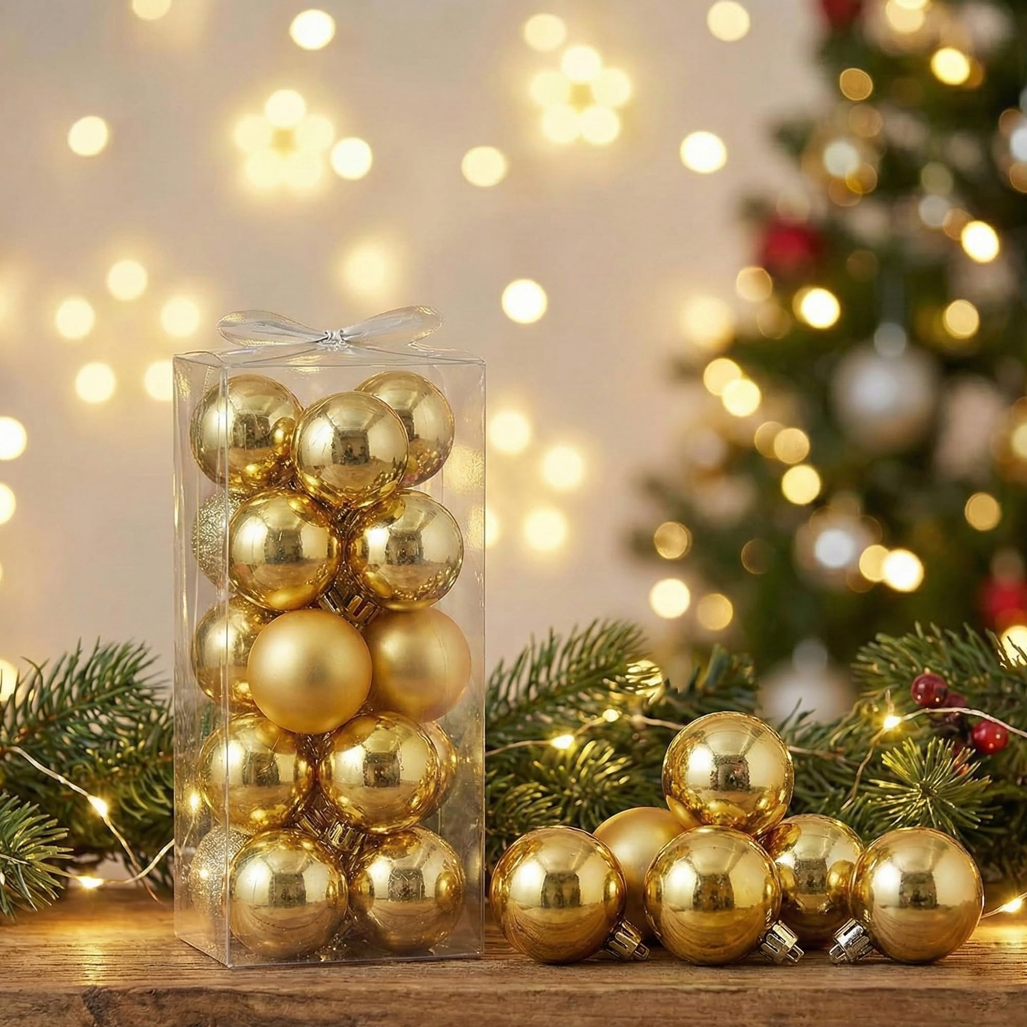 CraftVatika 24 pcs 3CM Multi Christmas Tree Baubles Balls Decor Hanging Ornament for Xmas, Xmas Christmas Tree Decoration Ornament - Xmas Decorations Items - Xmas Gifts for Tree Decorations (24 Pcs)