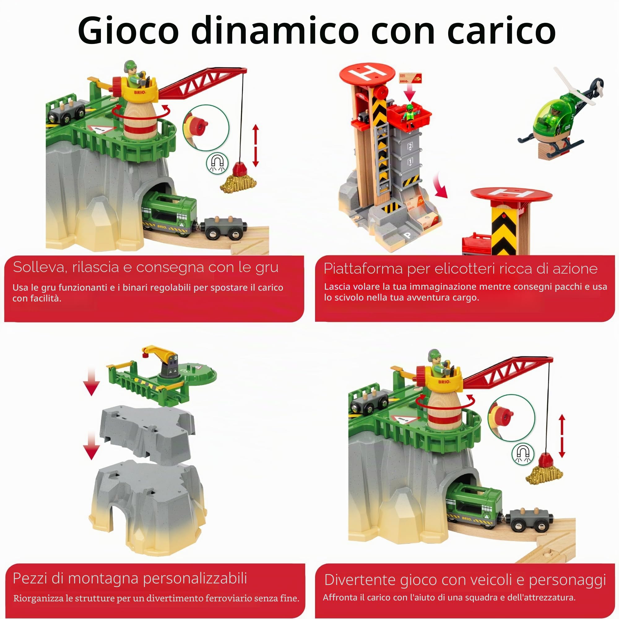 BRIO World 36010 Mountain Freight Set Deluxe - Divertimento ferroviario su più livelli con tanti accessori
