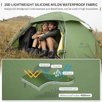 Naturehike Cloud Peak 4 Season Backpacking Tent for 2-3 Person Hiking Camping Outdoor
