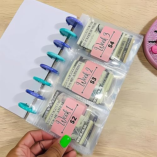 Miniatura 4 de Vucootli Carpeta de ahorros l Desafío de ahorro de 52 semanas  Carpeta de presupuesto de ahorro de dinero 2023, cubierta esmerilada, organizador de