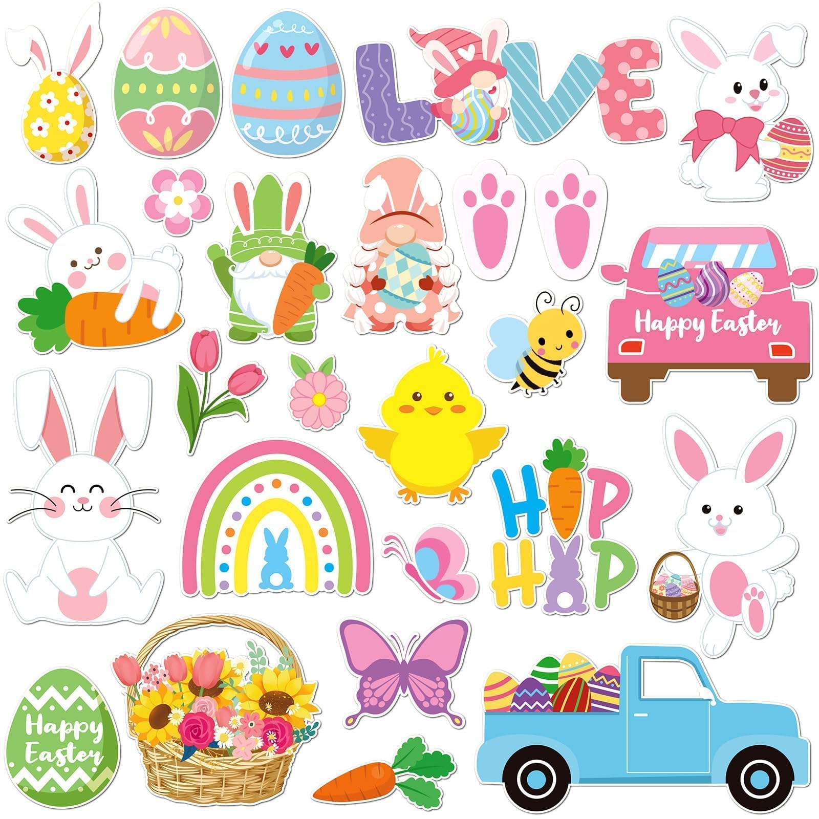 MARFOREVER 25 Pcs Easter Window Gel Clings Party Glass Mirrors Decorations