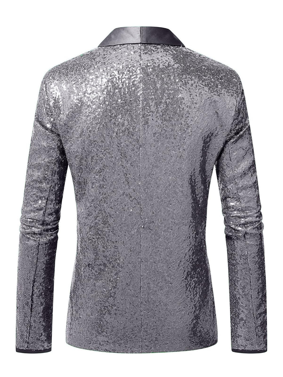 Giacca da uomo con paillette, giacca da uomo, a maniche lunghe, smoking, stile moderno, giacca con bottoni, vestibilità normale, semplicità, casual, per matrimoni, feste eleganti