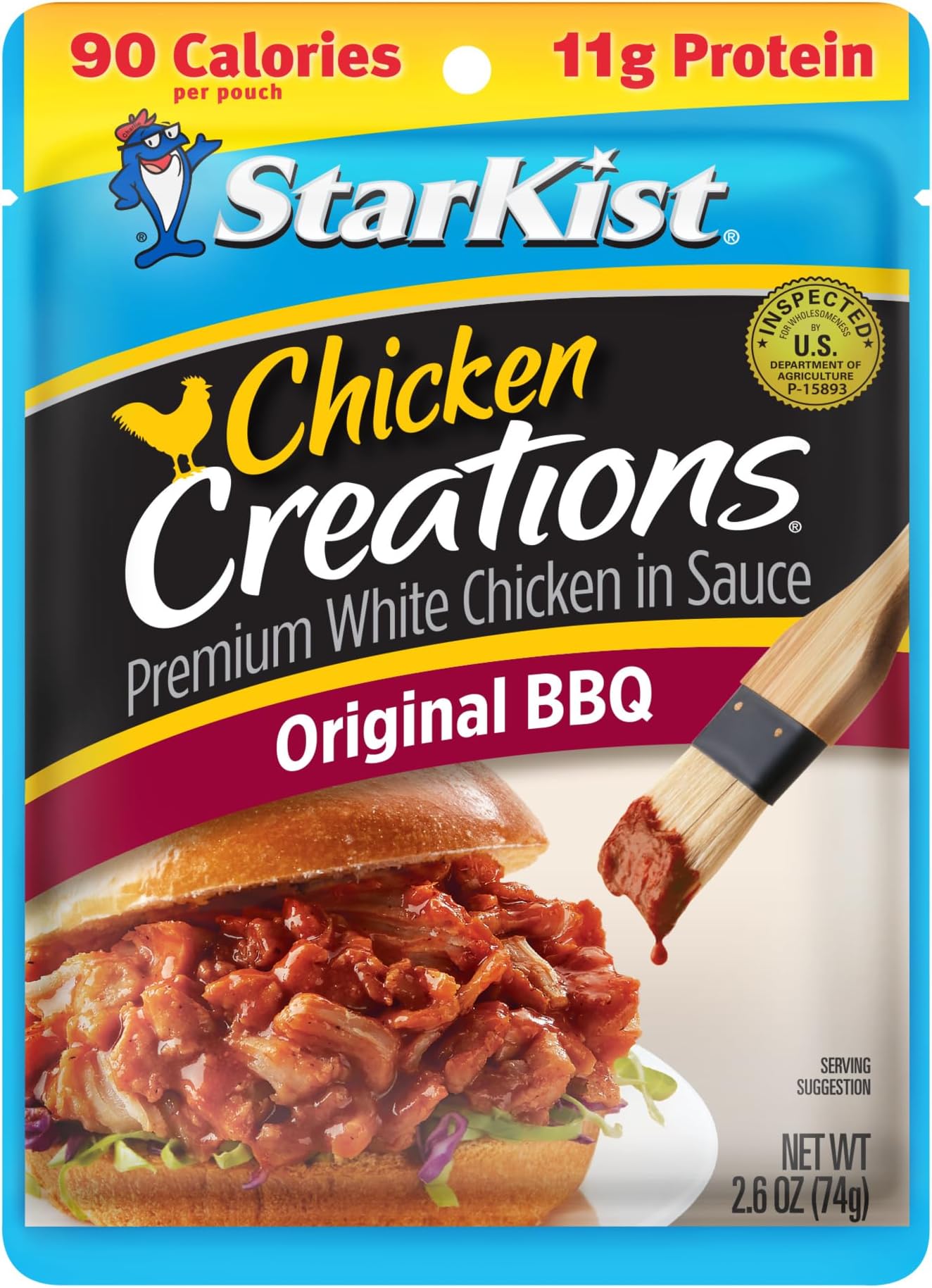 Chicken Creations Original BBQ Pouch (2.6 oz - 1 Pack) Fully Cooked High Protein White Meat, Soy Free, No Draining, Ready to Eat for Salad and Sandwiches
