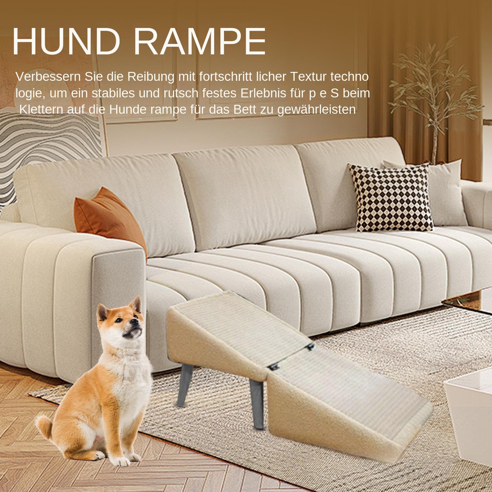 Hundetreppe Klappbar, rutschfeste Hunderampe Klappbar, Hunderampe & Weiche Haustiertreppe Für Kleine & Große Hunde, Treppe Für Sofa & Bett, Multifunktionale Kätzchentreppe Für Welpen, Hunde, Katzen
