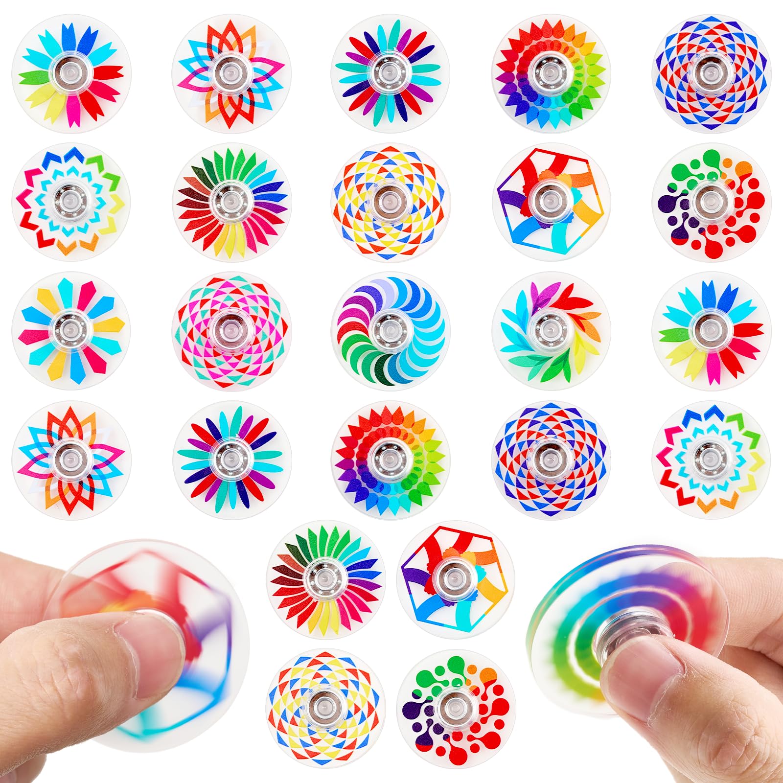 40 Pack Mini Rainbow Fidget Spinners Party Bag Filler for Kids, Rainbow Pass the Parcel Prizes, Finger Spinner for Kids – Classroom Rewards, Sensory Fidget Toys(1.6 Inch) — image 1