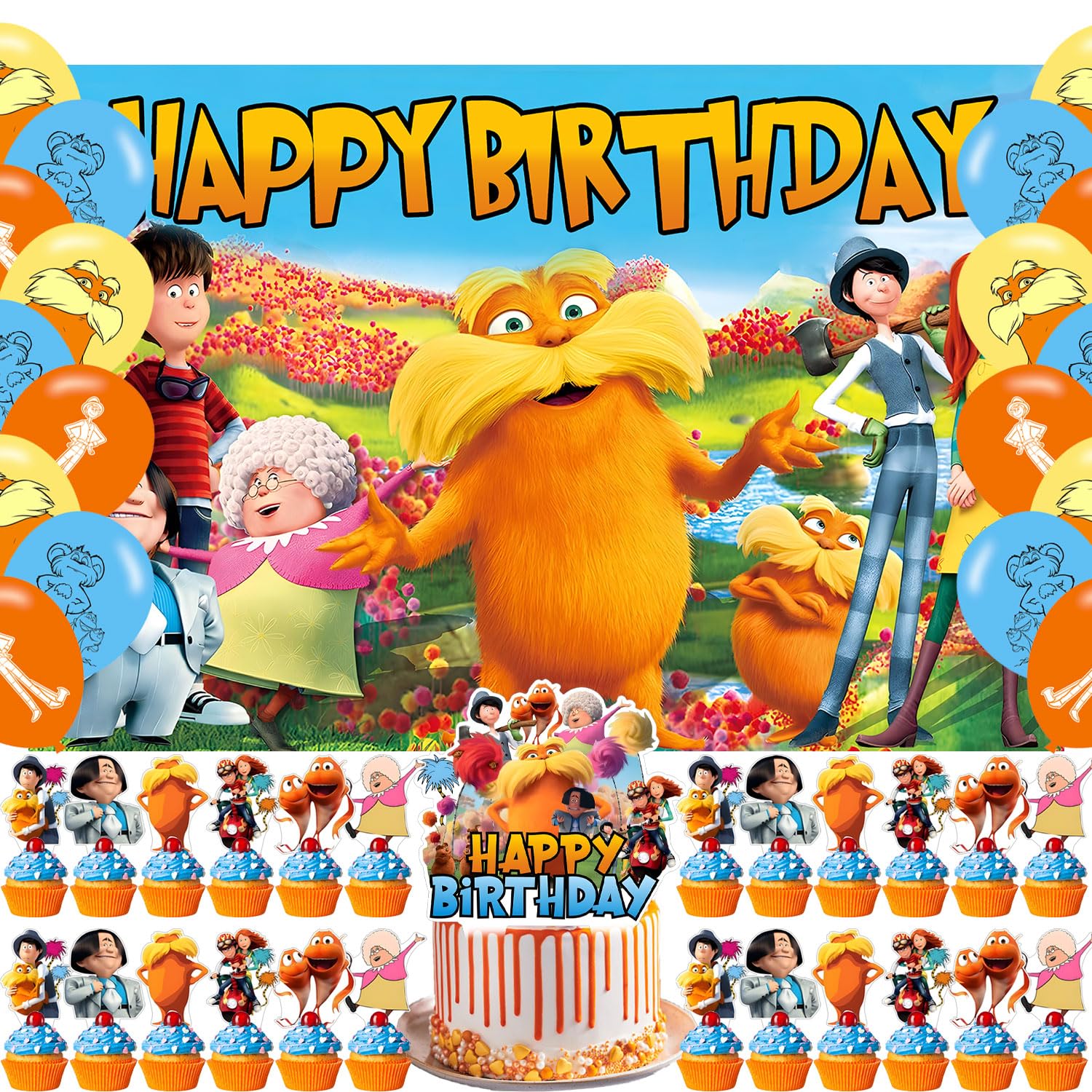 Photo 1 of Lorax Happy Birthday Backdrop Banner