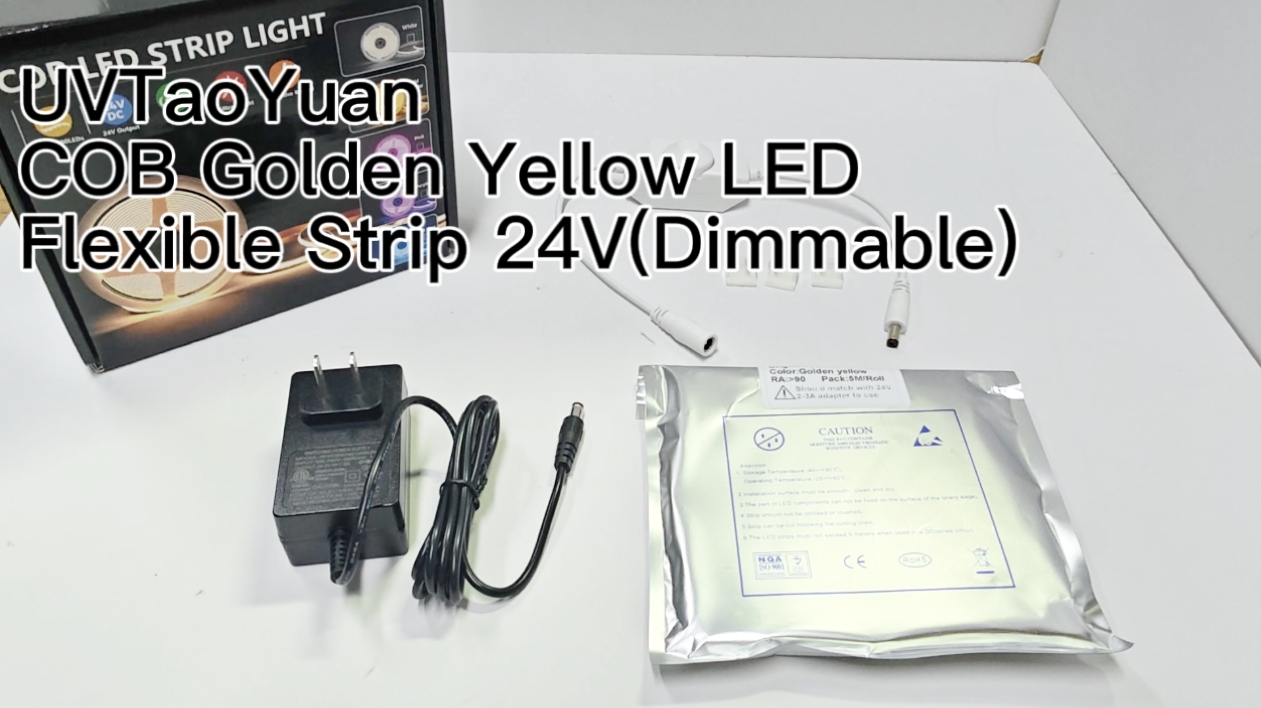 Image of LED Strip Lights 24V COB Gold Yellow Dimmable led Lighting16.4ft (Kit)