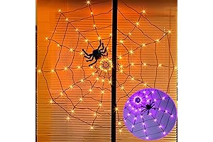 PABIPABI 4FT Light Up Halloween Spider Web